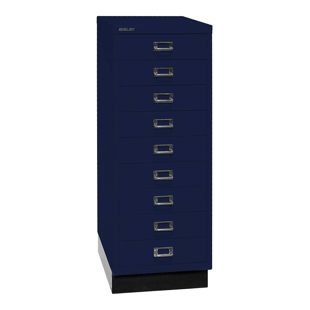 MultiDrawer™ 39 series – BISLEY, with plinth, A3, 9 drawers, oxford blue, black-9