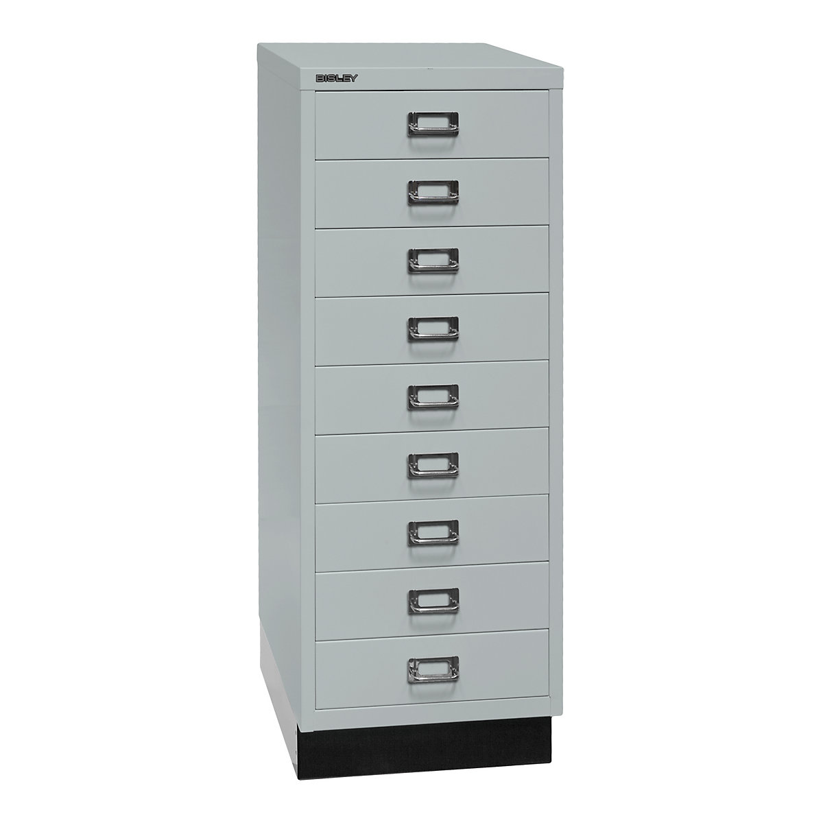 MultiDrawer™ 39 series – BISLEY, with plinth, A3, 9 drawers, light grey, black-6