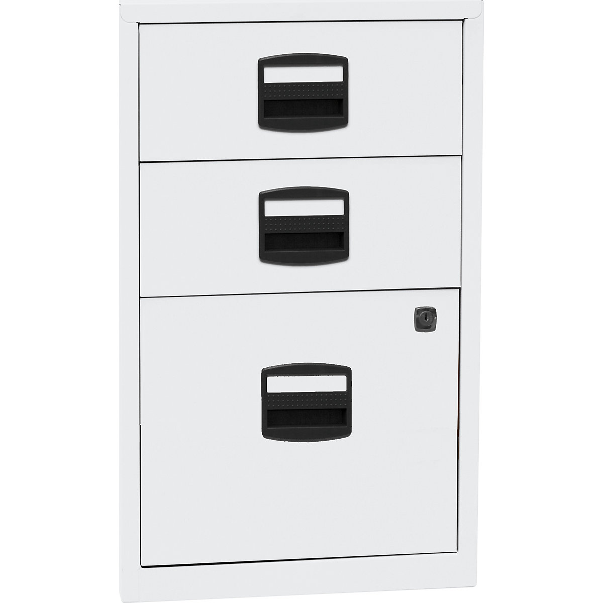 PFA side cupboard – BISLEY, 2 drawers, 1 suspension file drawer, traffic white-7