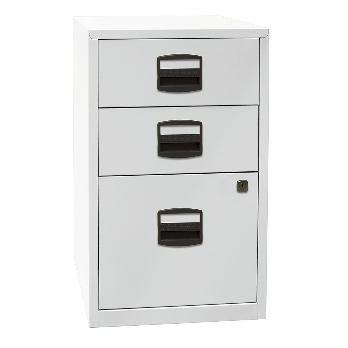 PFA side cupboard – BISLEY, 2 drawers, 1 suspension file drawer, light grey-6