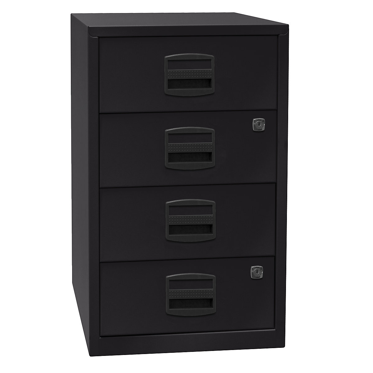 PFA side cupboard – BISLEY, 4 universal drawers, black-4