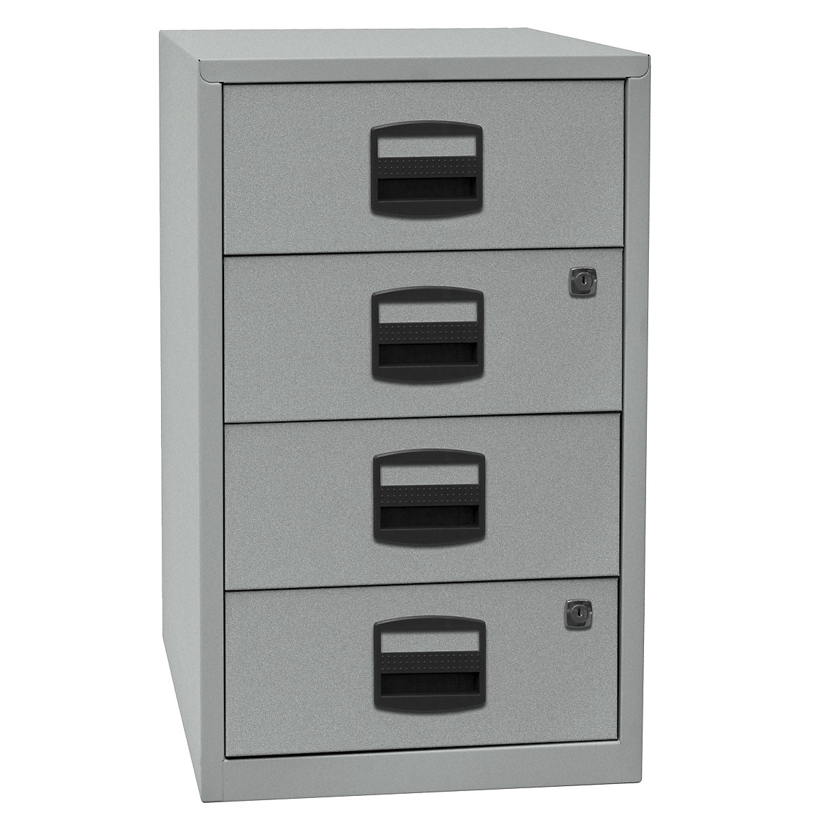 PFA side cupboard – BISLEY, 4 universal drawers, silver-6