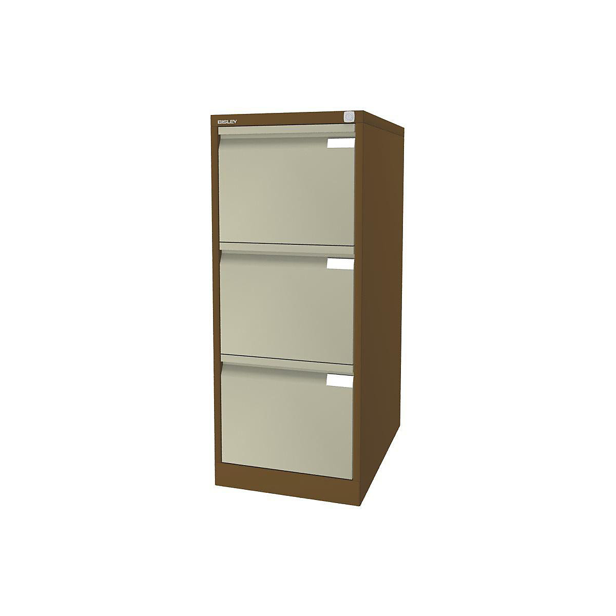 Suspension file cabinet, 1-track – BISLEY, 3 A4 drawers, sepia brown/creme-8