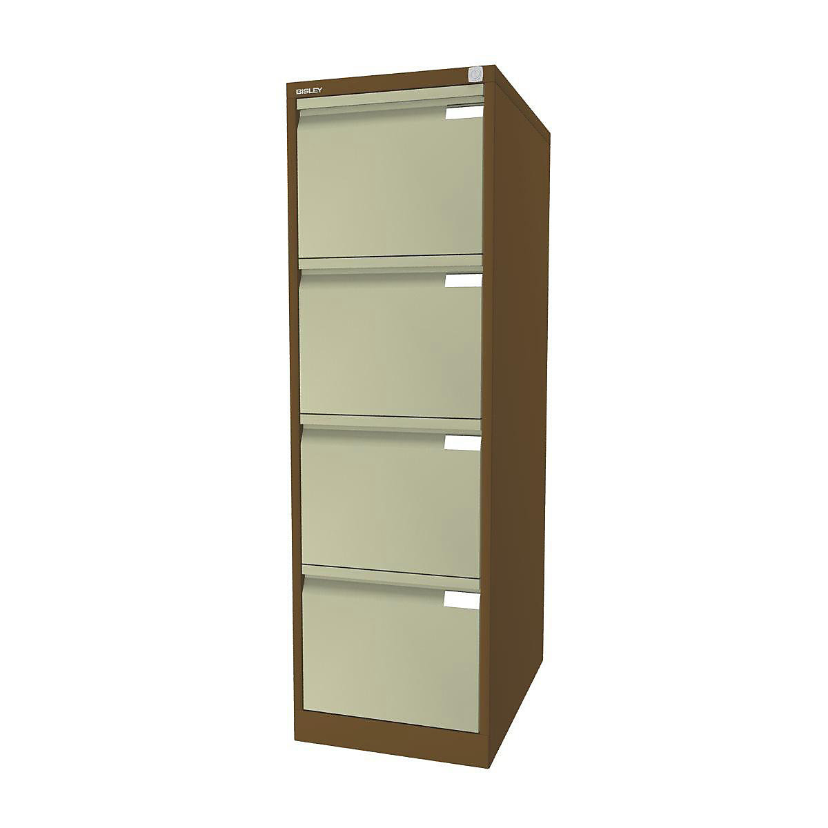 Suspension file cabinet, 1-track – BISLEY, 4 A4 drawers, sepia brown/creme-22