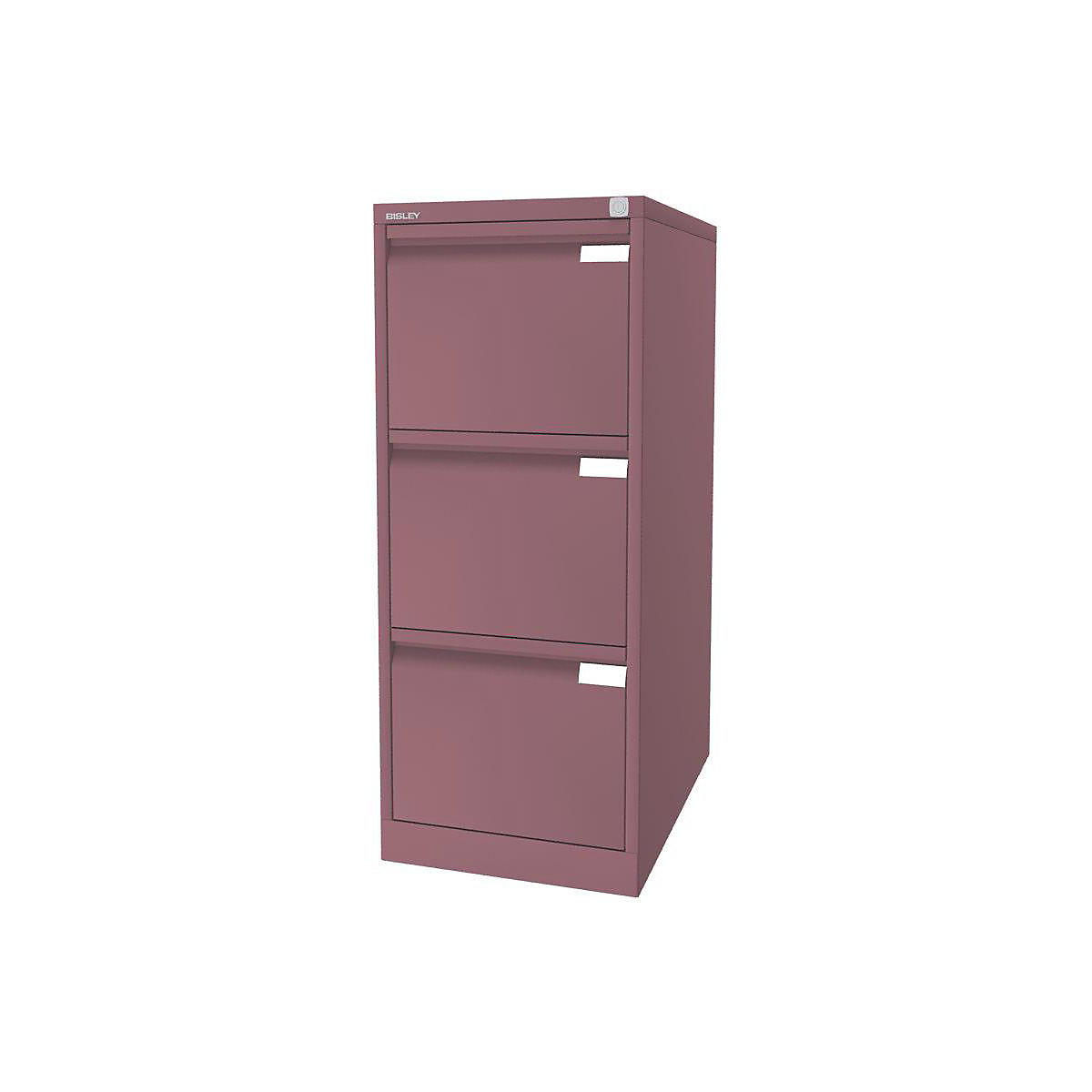 Suspension file cabinet, 1-track – BISLEY, 3 A4 drawers, pink-14