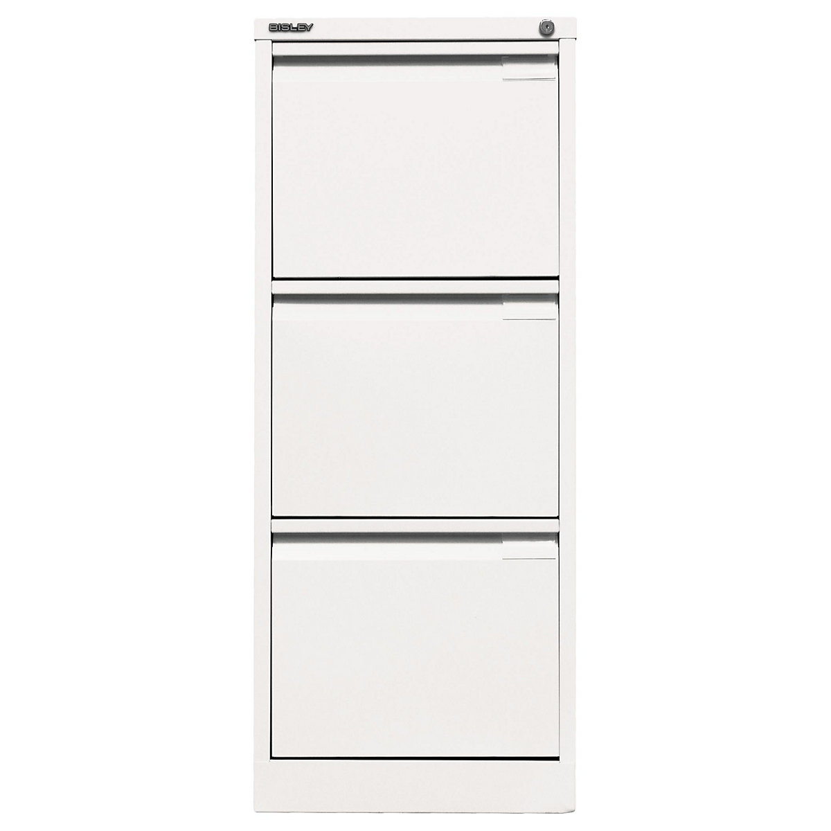 Suspension file cabinet, 1-track – BISLEY, 3 A4 drawers, traffic white-17