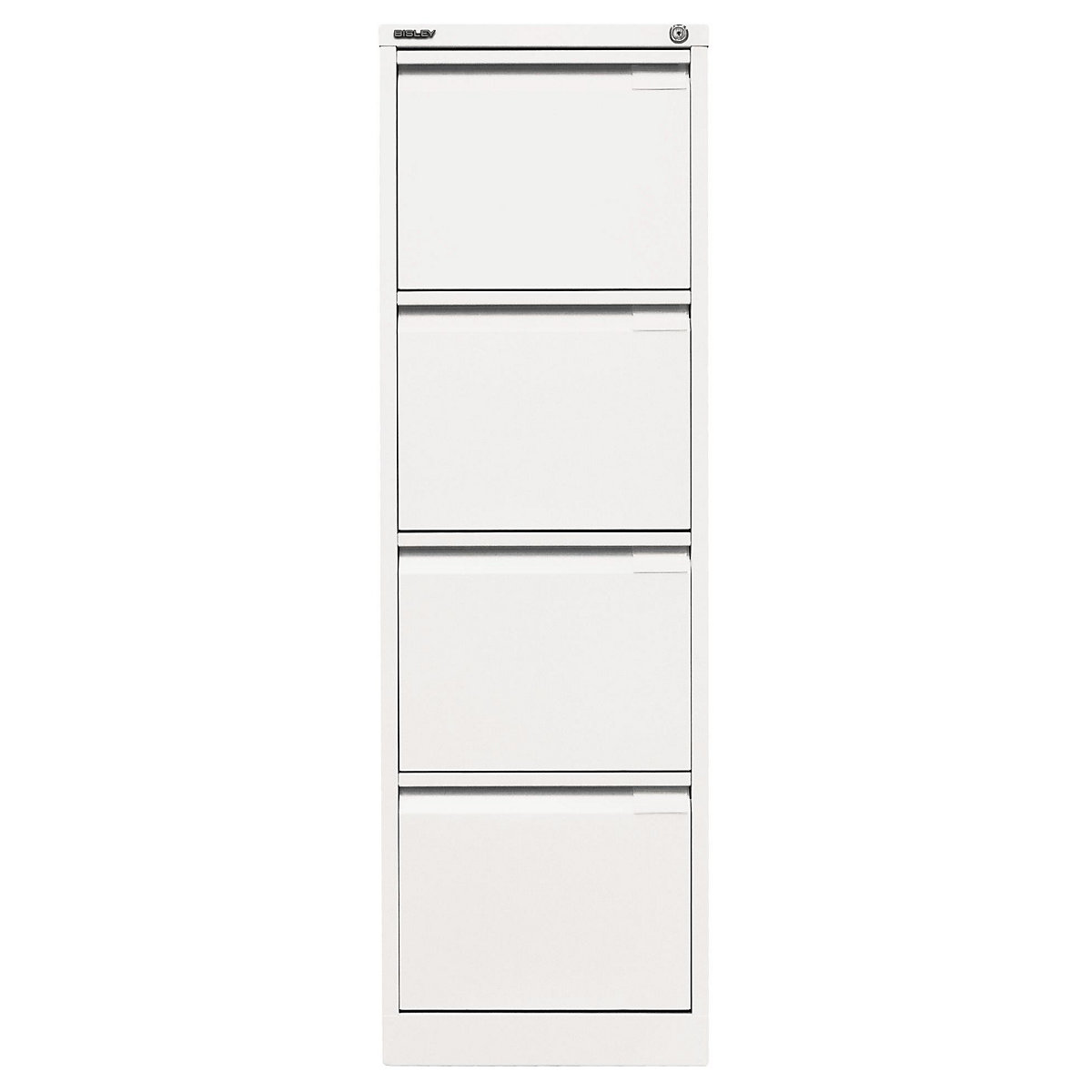 Suspension file cabinet, 1-track – BISLEY, 4 A4 drawers, traffic white-19