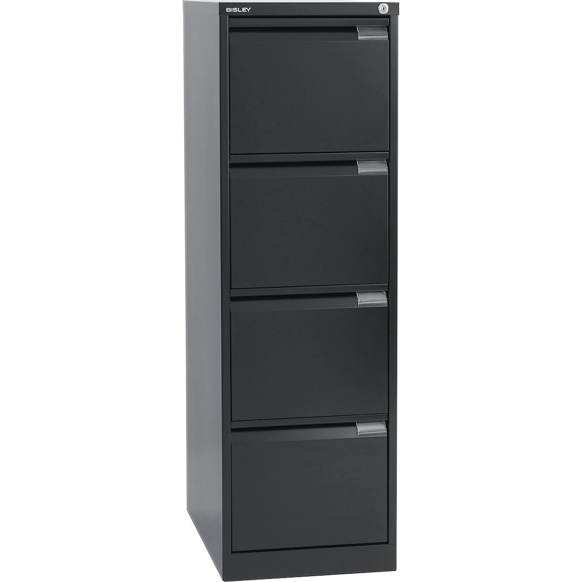 Suspension file cabinet, 1-track – BISLEY, 4 A4 drawers, deep black-18