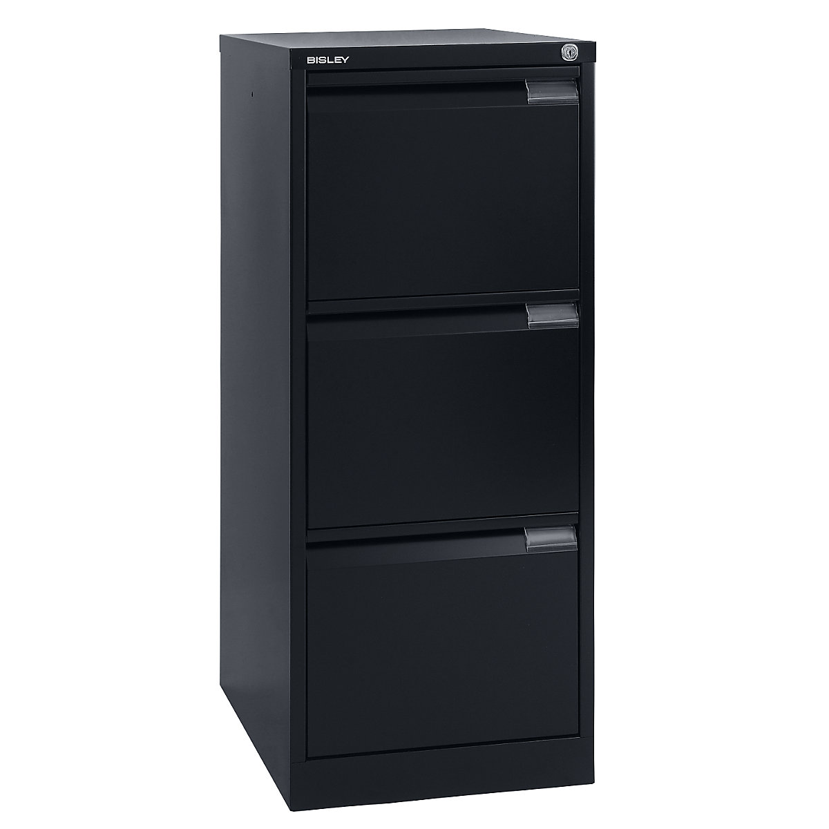 Suspension file cabinet, 1-track – BISLEY, 3 A4 drawers, deep black-21
