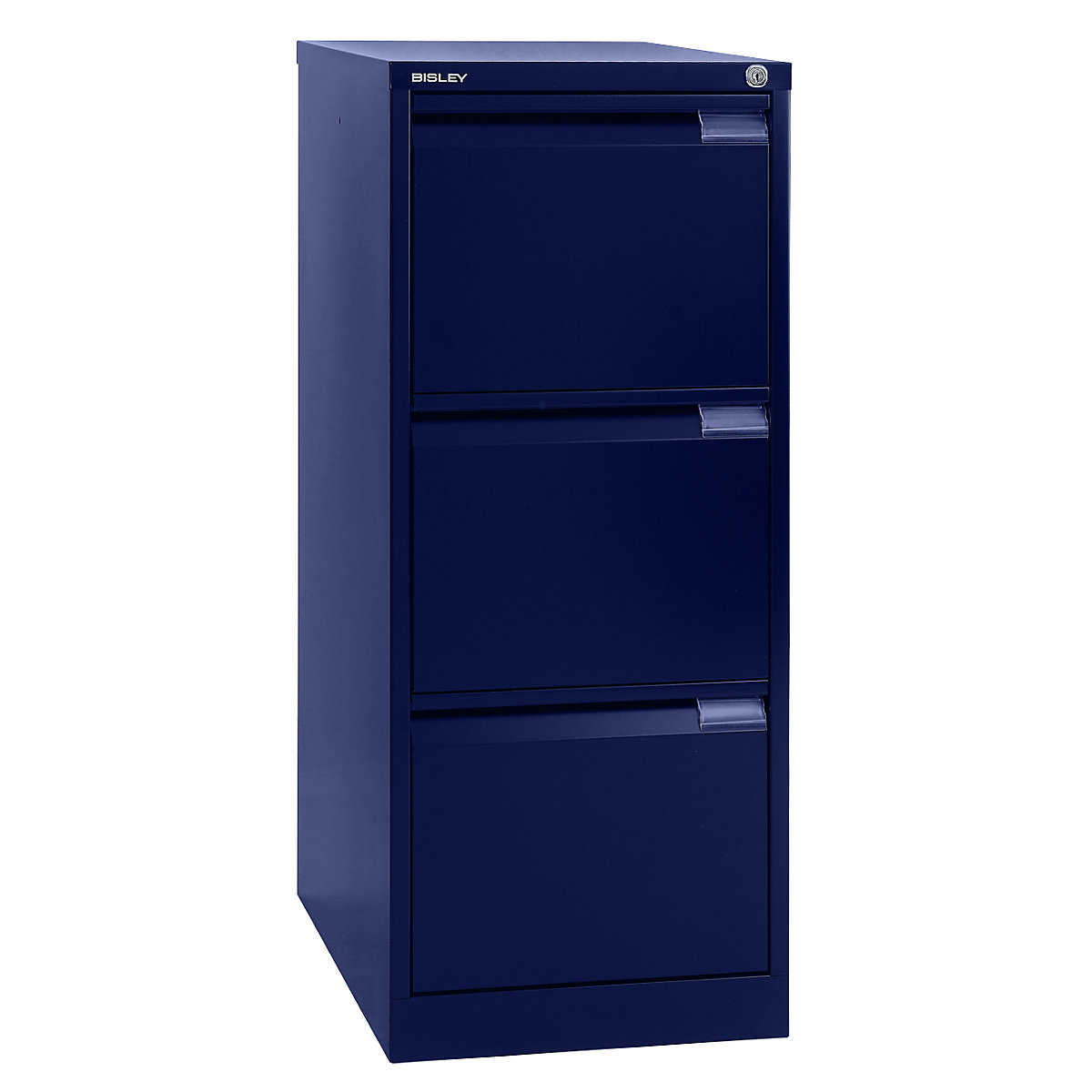Suspension file cabinet, 1-track – BISLEY, 3 A4 drawers, oxford blue-7