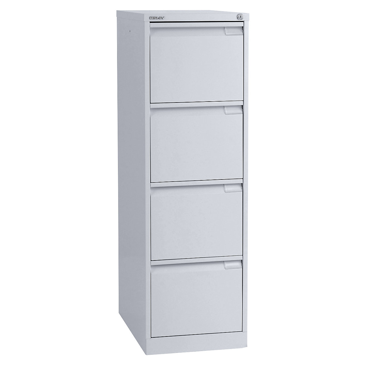 Suspension file cabinet, 1-track – BISLEY, 4 A4 drawers, white aluminium-8