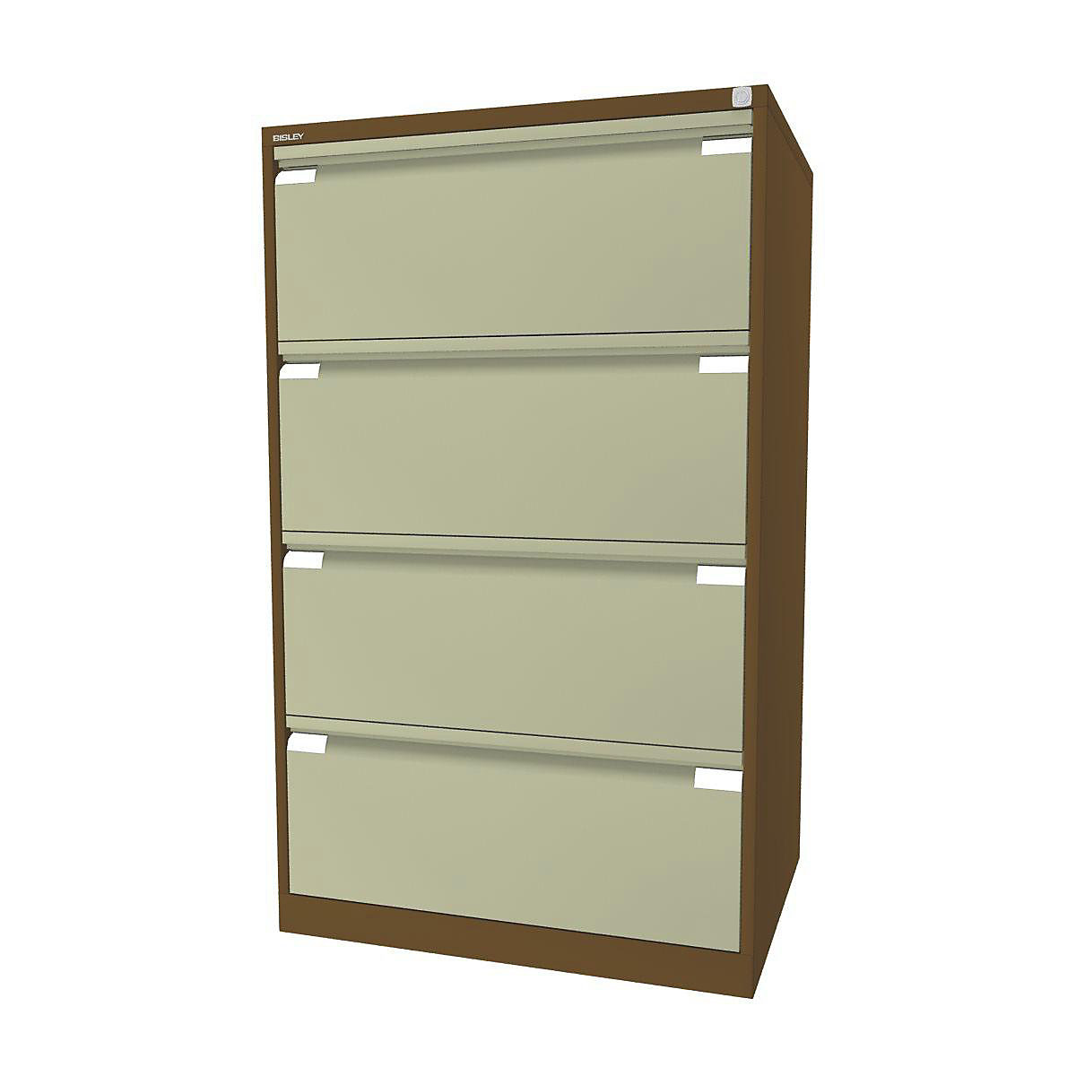 Suspension file cabinet, 2-track – BISLEY, 4 A4 drawers, sepia brown / creme-9