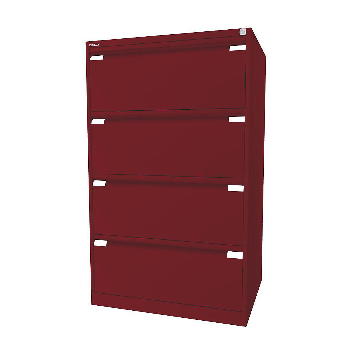 Suspension file cabinet, 2-track – BISLEY, 4 A4 drawers, cardinal red-5