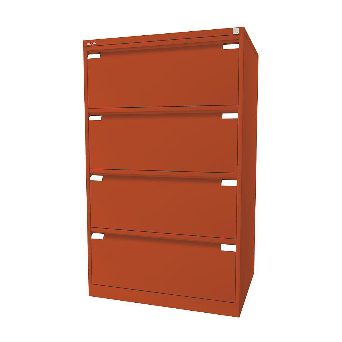 Suspension file cabinet, 2-track – BISLEY, 4 A4 drawers, orange-12