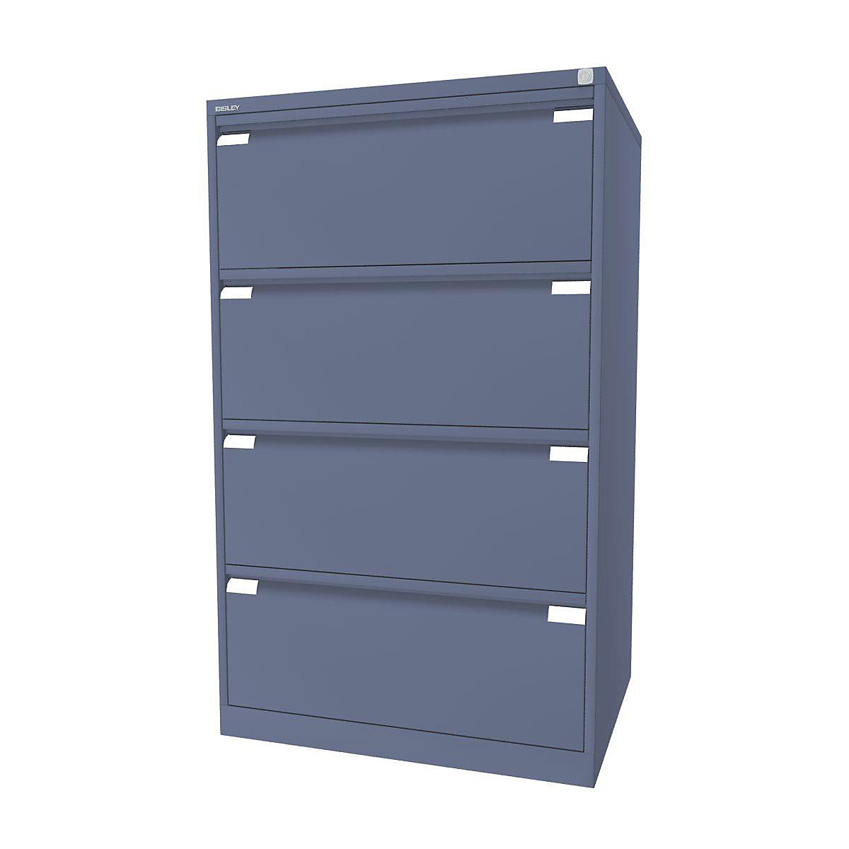 Suspension file cabinet, 2-track – BISLEY, 4 A4 drawers, blue-16