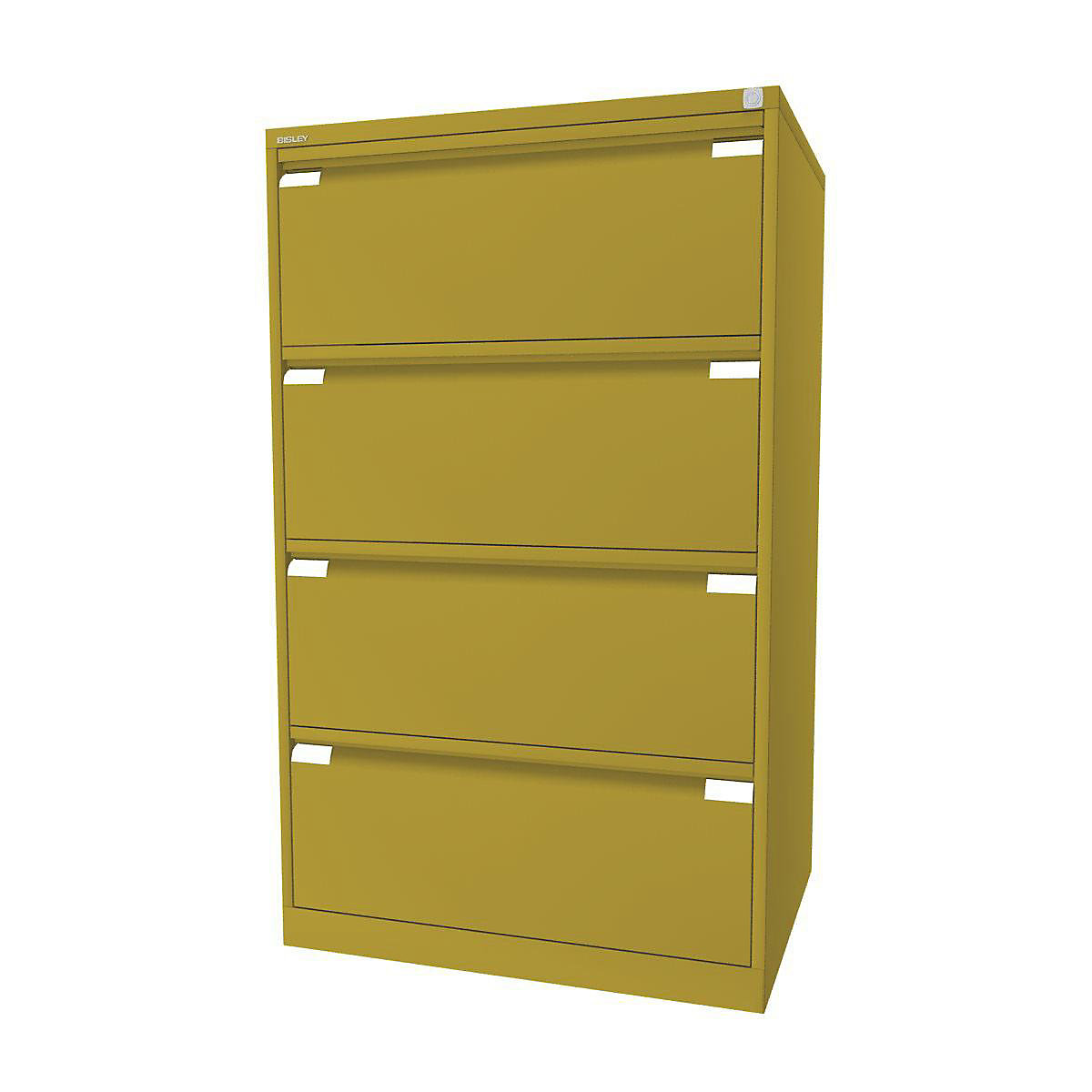 Suspension file cabinet, 2-track – BISLEY, 4 A4 drawers, yellow-7