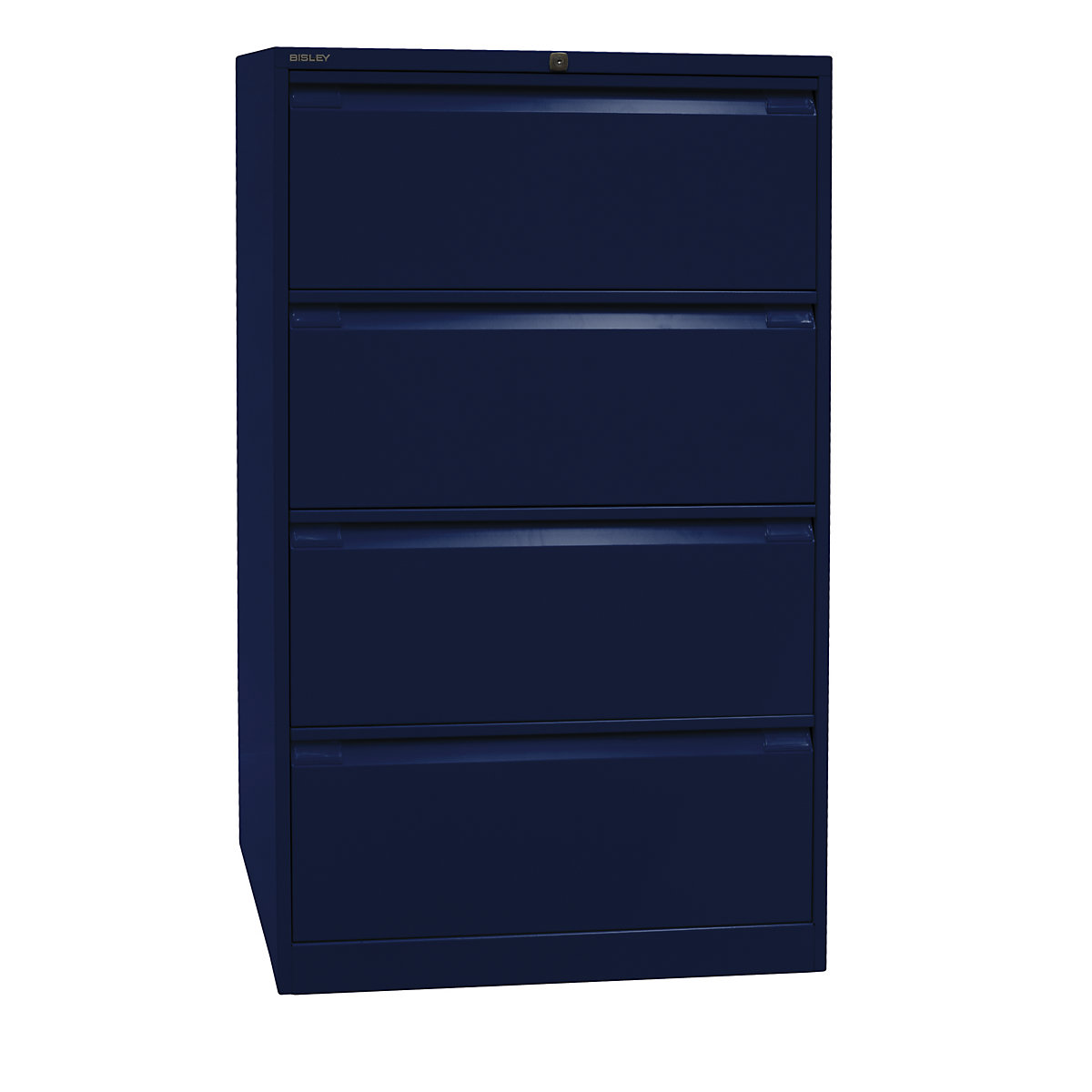 Suspension file cabinet, 2-track – BISLEY, 4 A4 drawers, oxford blue-15