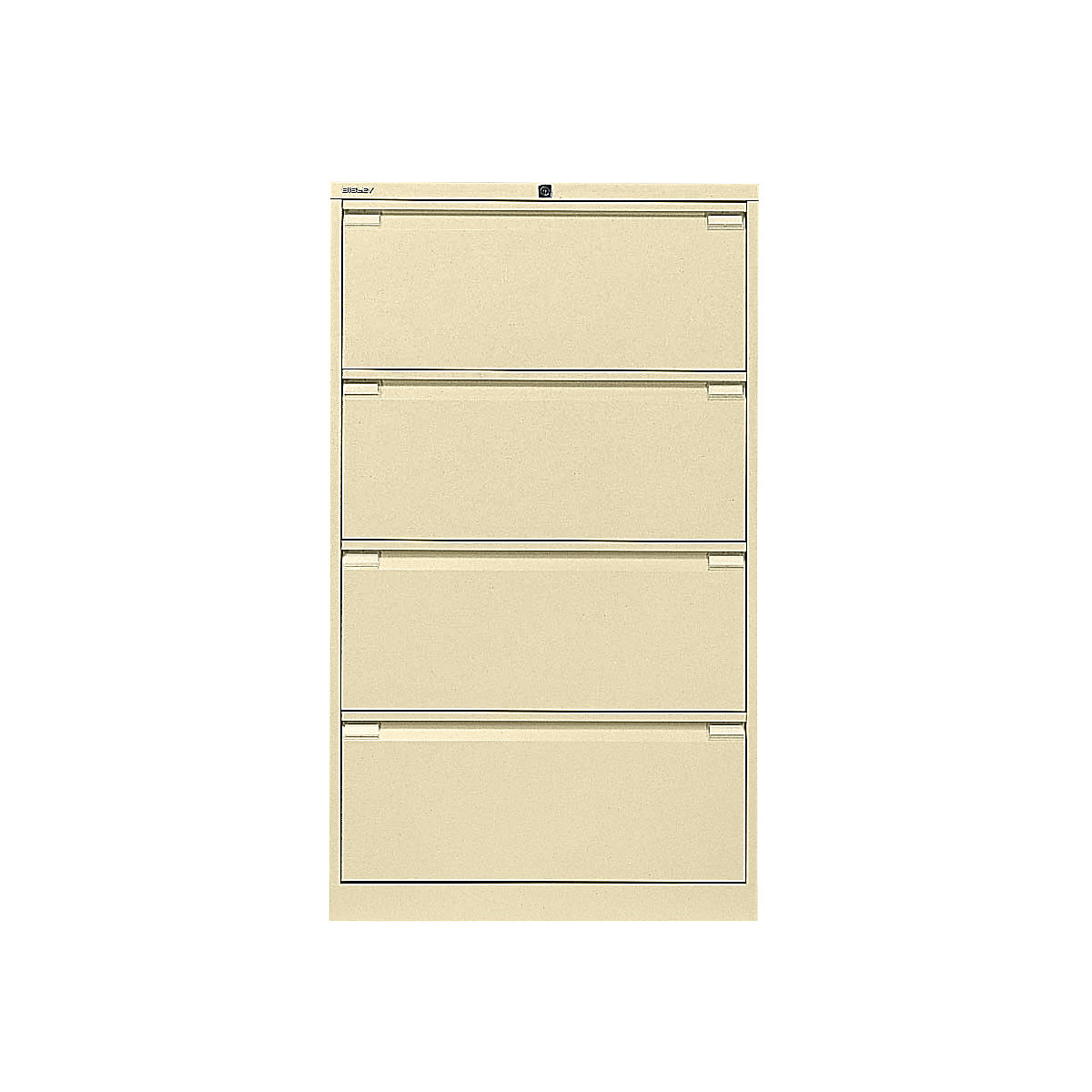 Suspension file cabinet, 2-track – BISLEY, 4 A4 drawers, light ivory-4