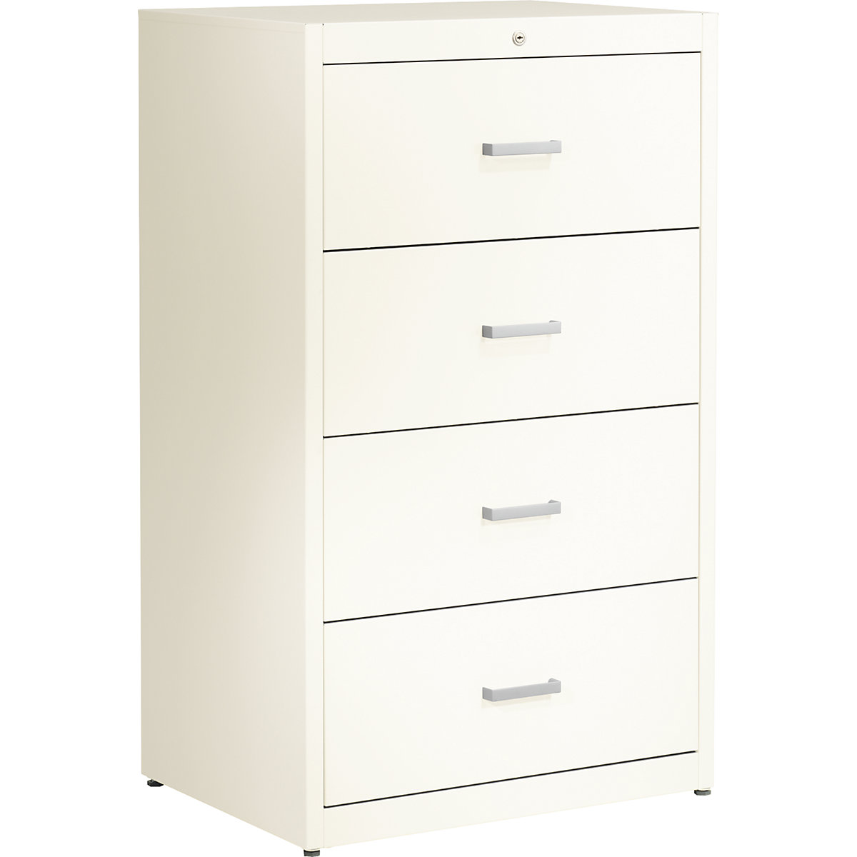 Suspension file cabinet, bar handles – mauser, 4 drawers, standard retraction mechanism, 2-track, pure white-4
