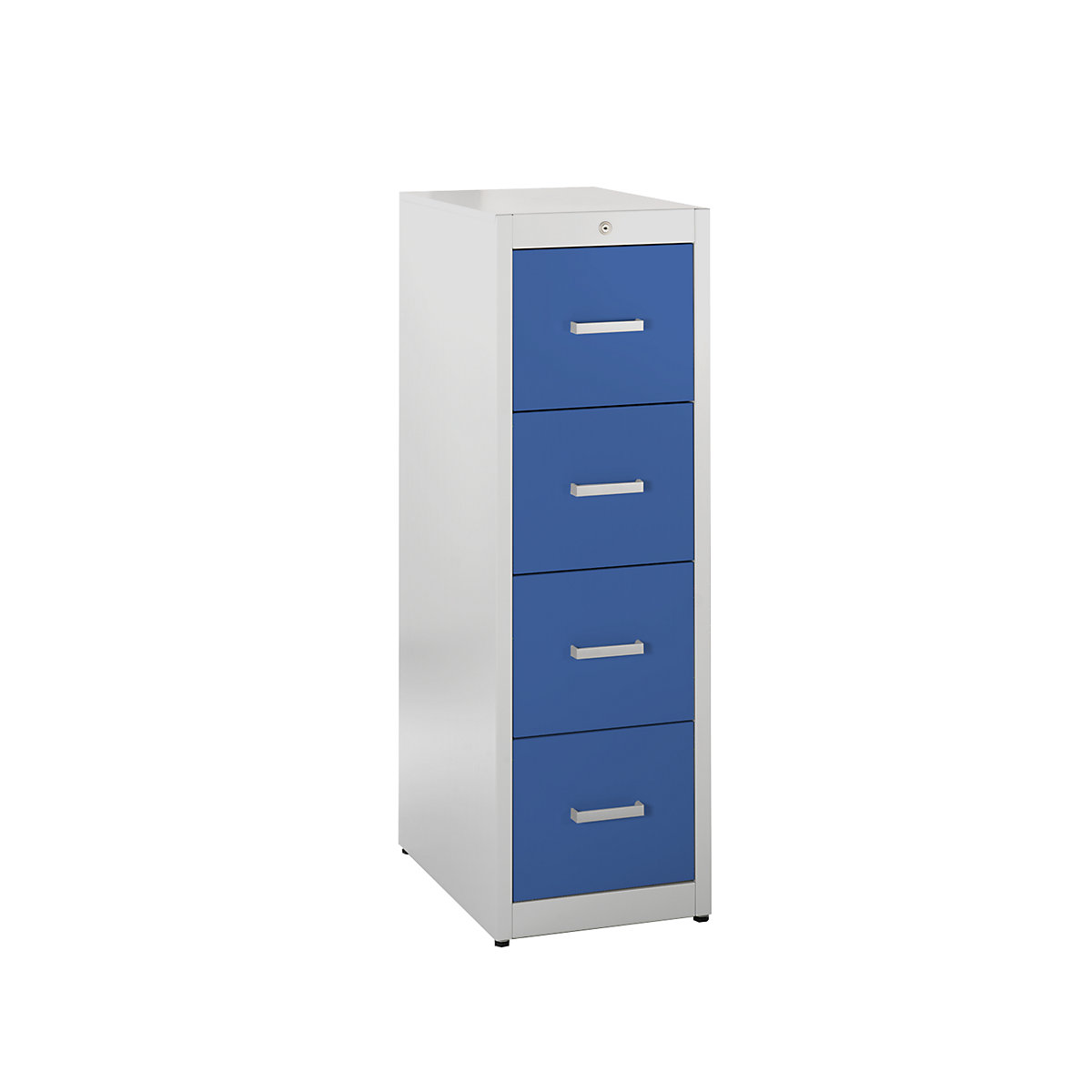Suspension file cabinet, bar handles – mauser, 4 drawers, soft retraction mechanism, 1-track, light grey / ultramarine blue-8