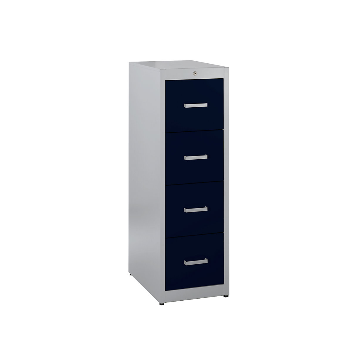 Suspension file cabinet, bar handles – mauser, 4 drawers, soft retraction mechanism, 1-track, white aluminium / charcoal-7