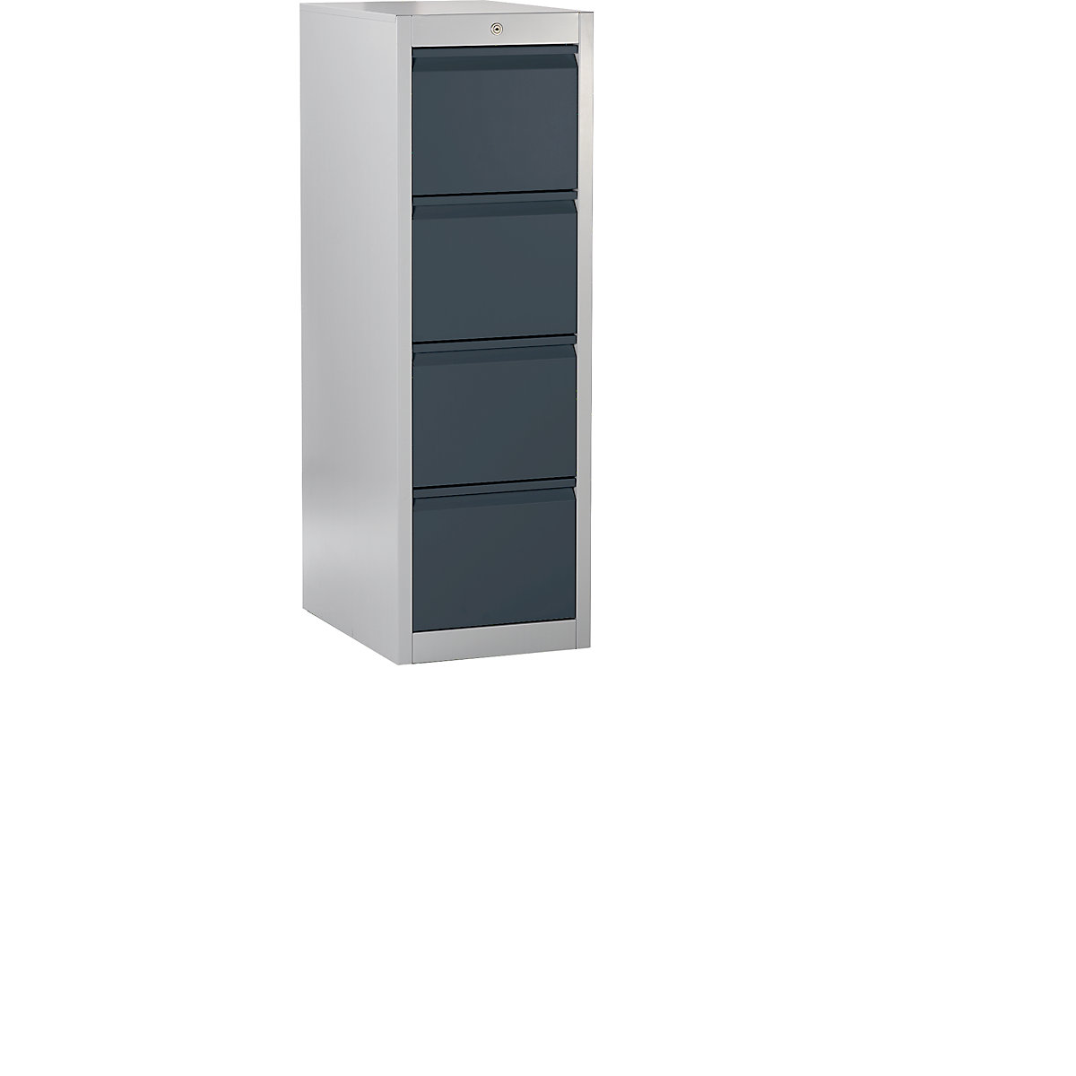 Suspension file cabinet, grip rails – mauser, 4 drawers, 1-track, white aluminium / charcoal-6