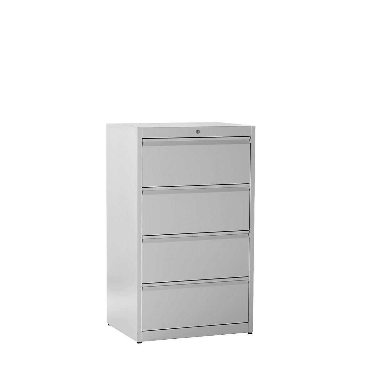 Suspension file cabinet, grip rails – mauser, 4 drawers, 2-track, light grey-5