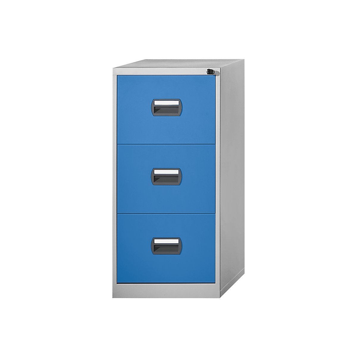 Suspension file cabinet – eurokraft basic, 1-track, 3 drawers, light grey / light blue-5