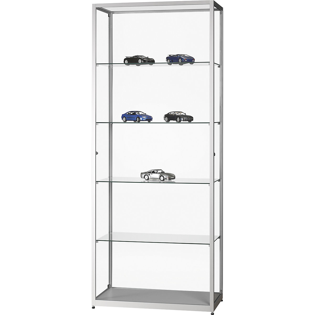 Glass cabinet, height 1984 mm, without lighting, WxD 800 x 400 mm, rectangular, silver-4