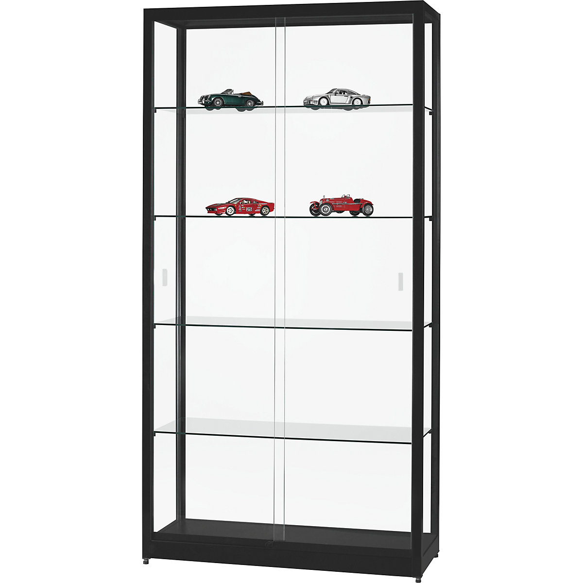 Glass cabinet, width 1000 mm, without lighting, HxD 1972 x 400 mm, without base cupboard, black-3