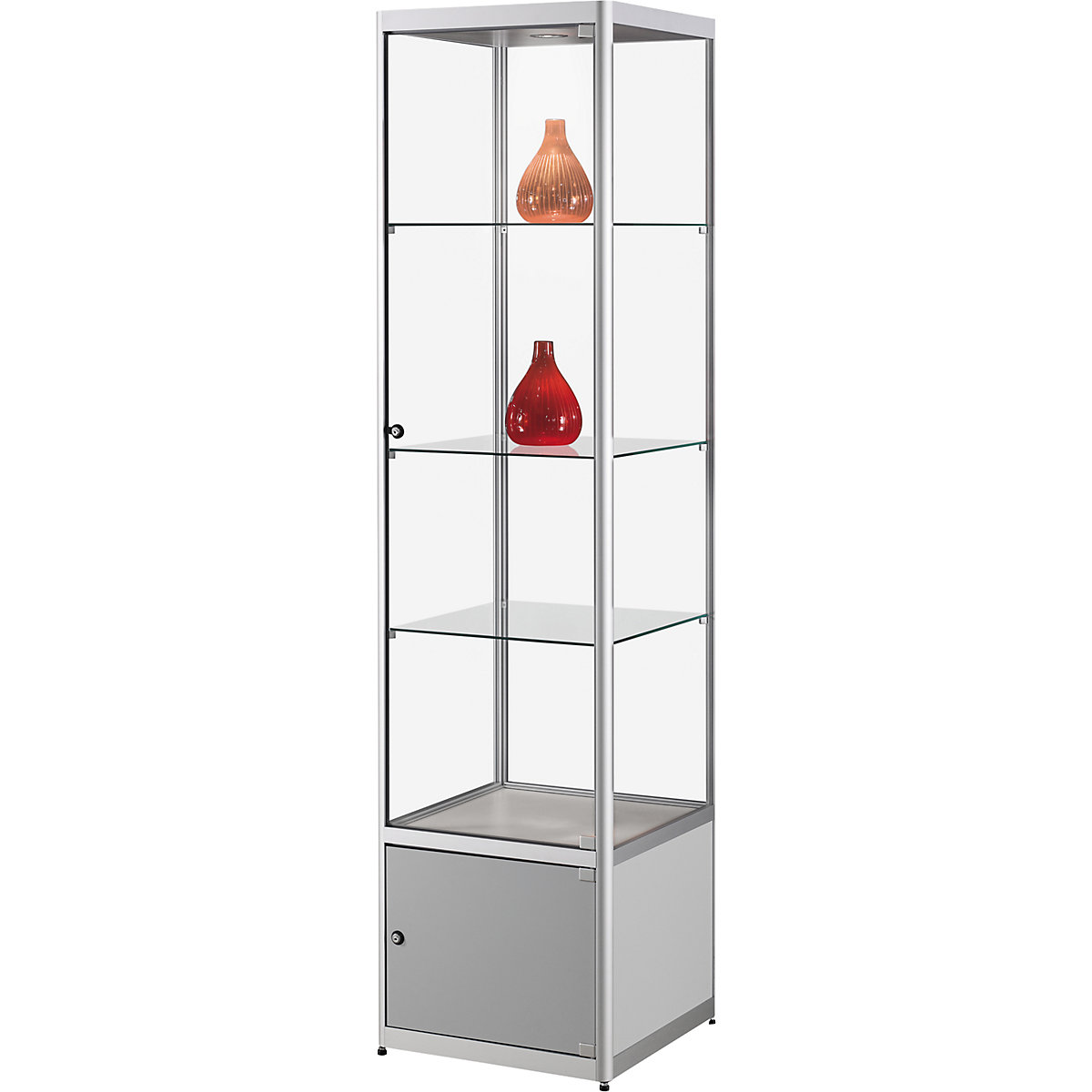 Glass cabinet with LED ceiling spotlight, 1 x 5 W, height 2000 mm, WxD 500 x 500 mm, with base cupboard-3