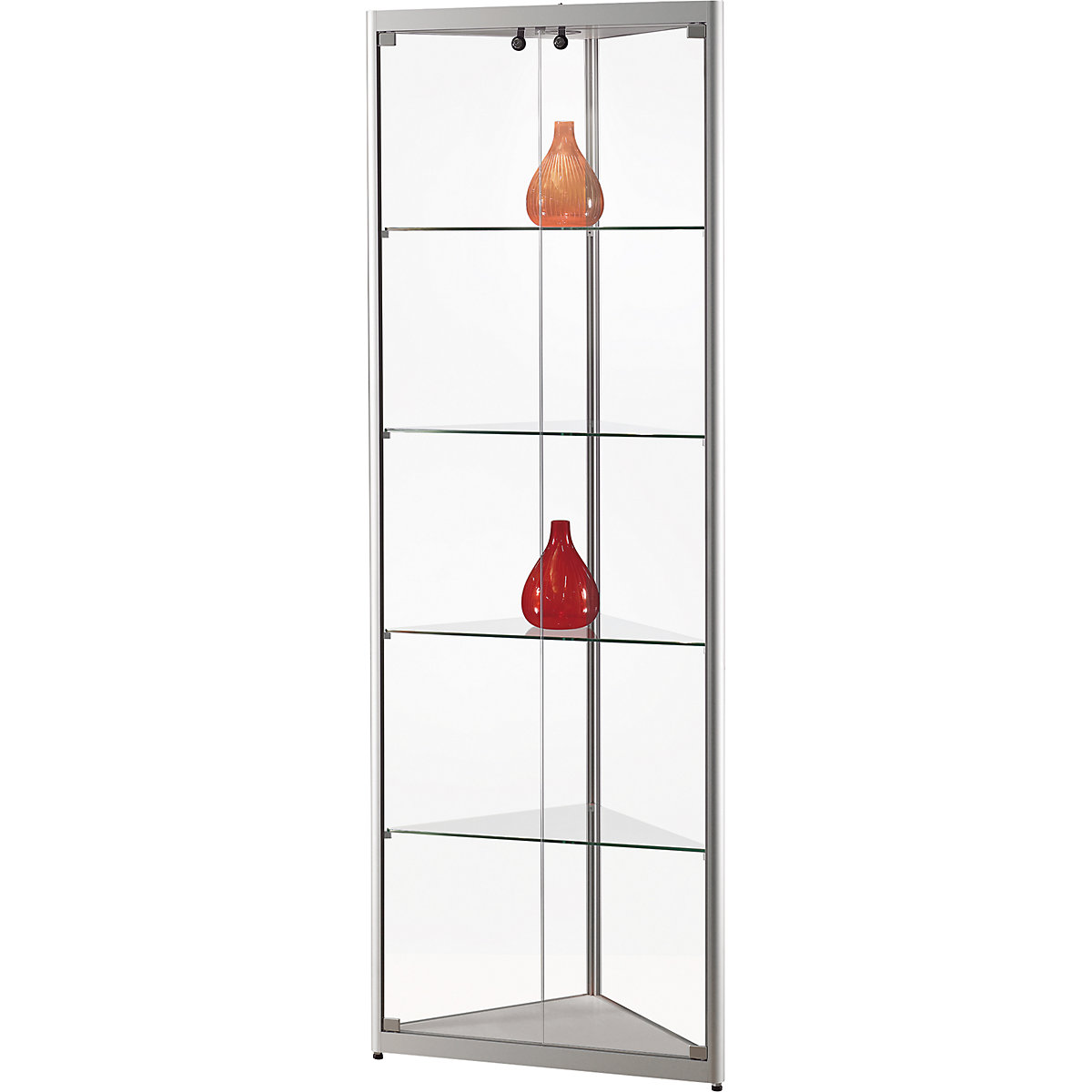 Glass cabinet with LED ceiling spotlight, 1 x 5 W, height 2000 mm, WxD 500 x 500 mm, glass corner cabinet-2