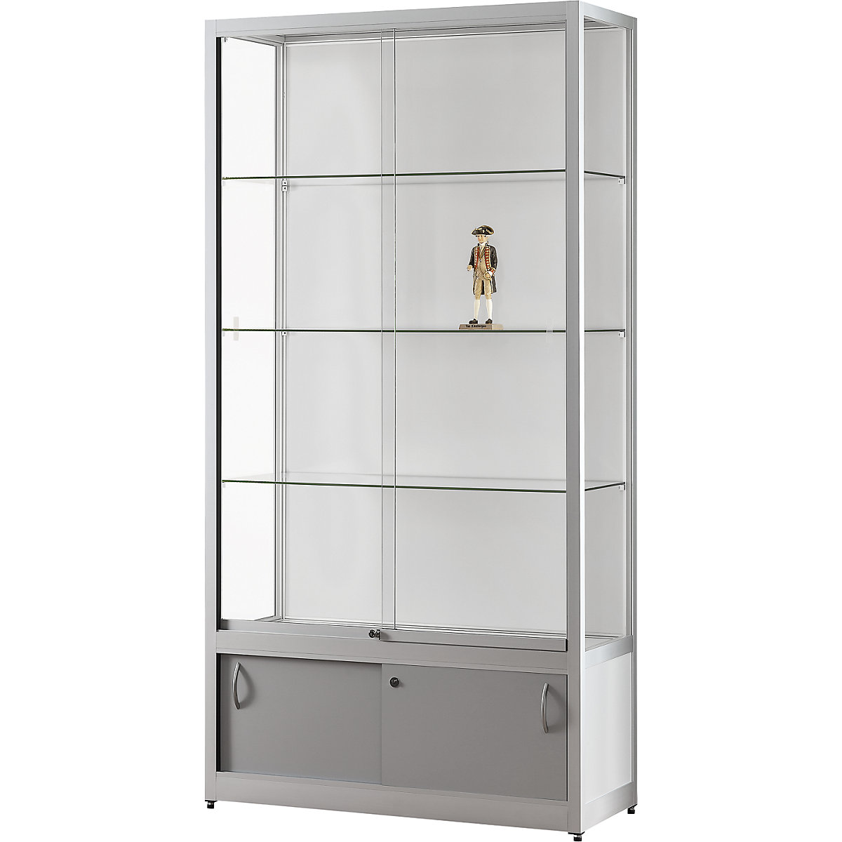 Glass cabinet with LED lighting, height 1972 mm, with sliding doors, width 1000 mm, with base cupboard-4