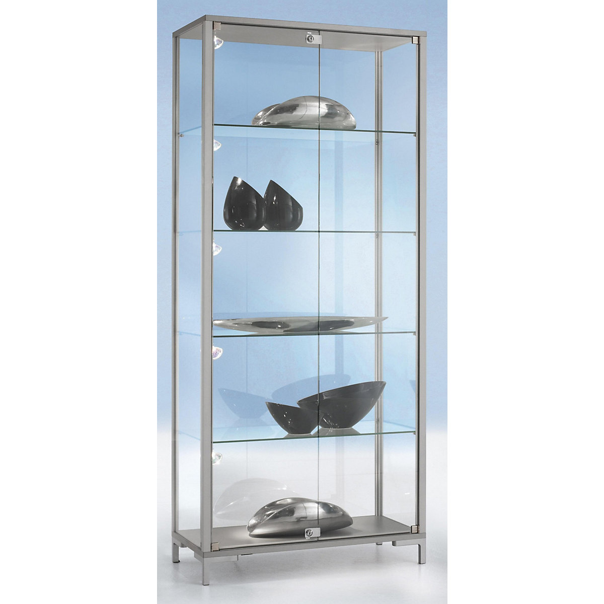 LINK free standing glass cabinet, 4-sided glazing, HxWxD 1860 x 1000 x 400 mm-3