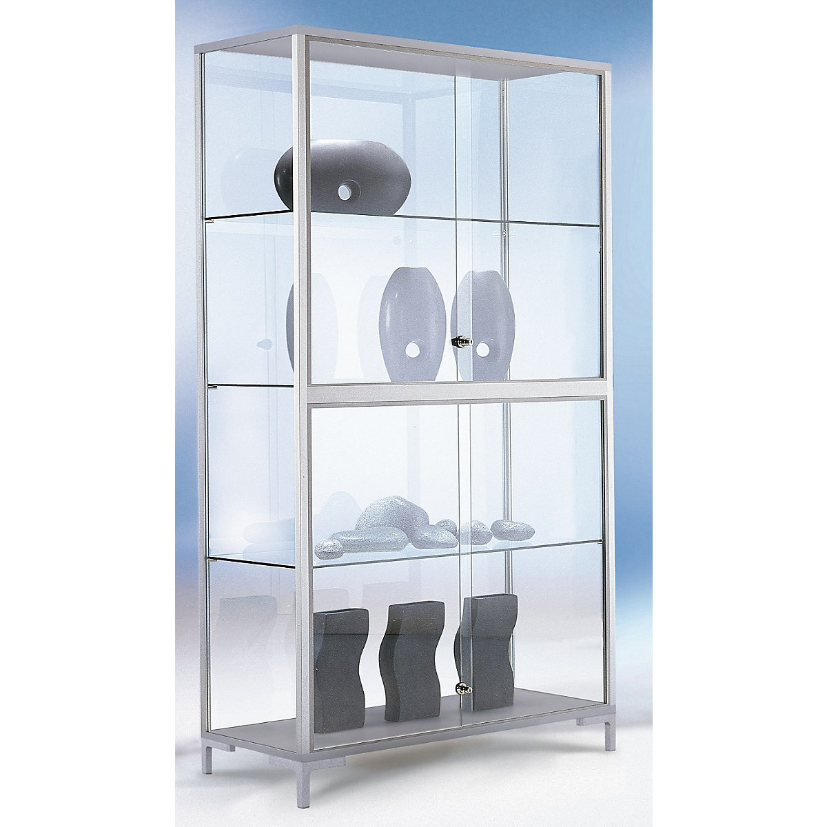 LINK free standing glass cabinet, 4-sided glazing, HxWxD 1860 x 1500 x 400 mm-2