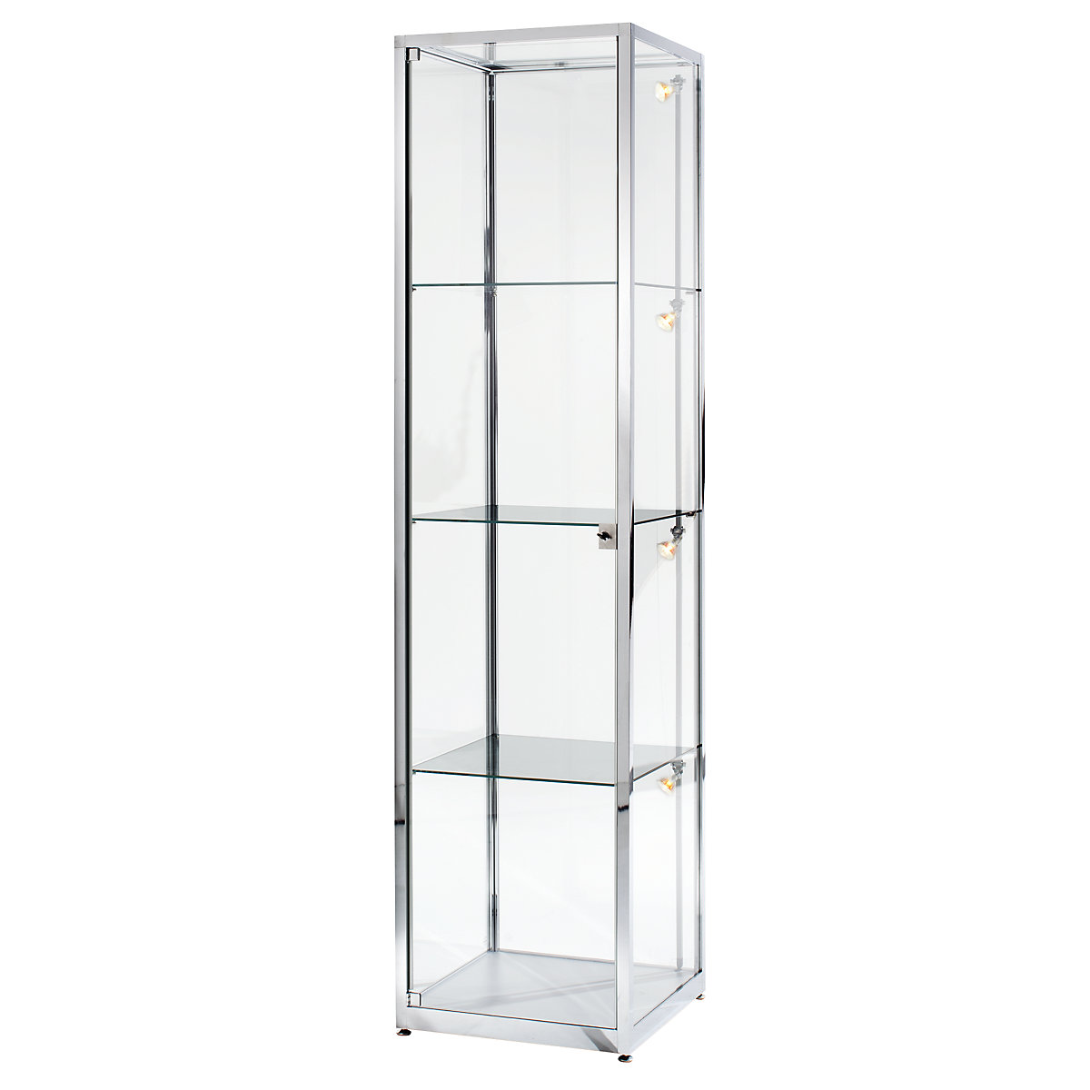 Tall glass cabinet, height 2000 mm, 1 hinged door, WxD 400 x 400 mm, stainless steel finish-3