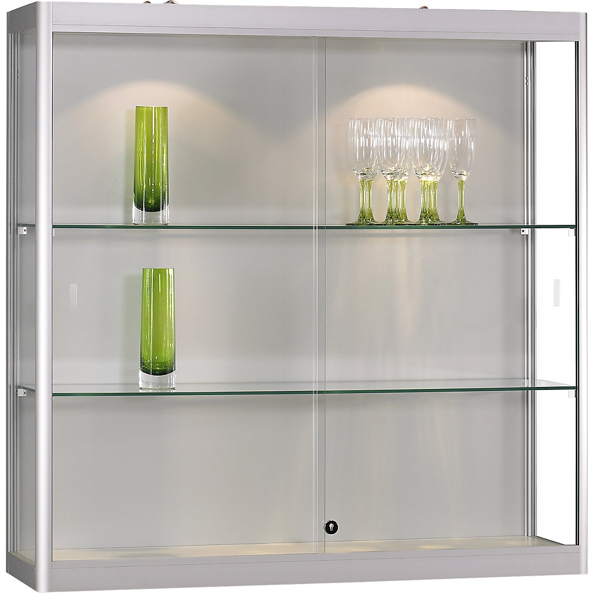 Wall mounted glass cabinet, LED lighting