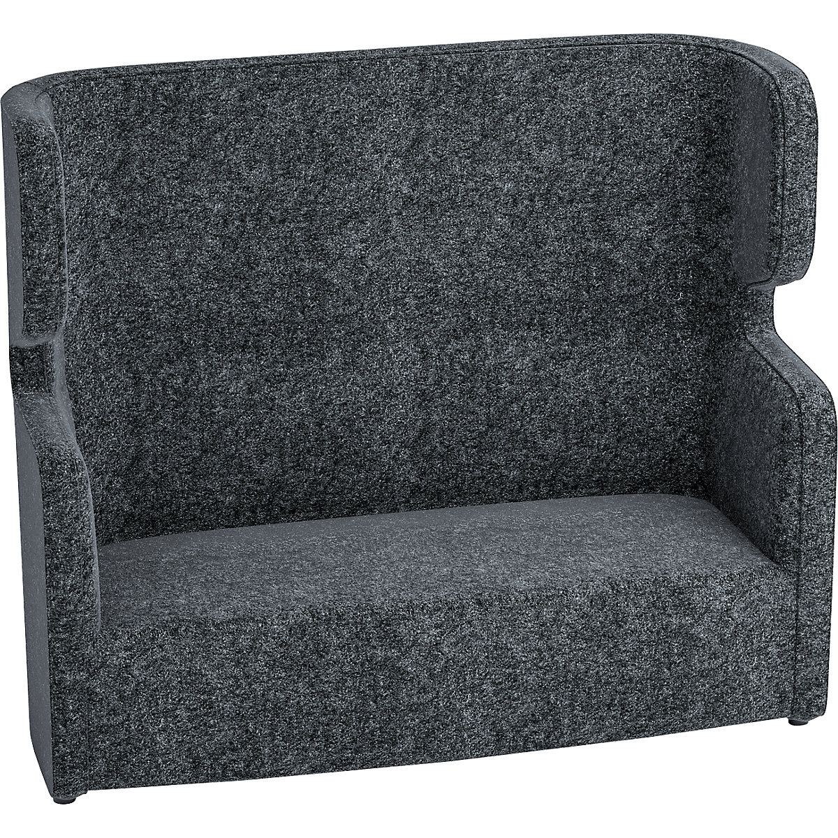 VIVO acoustic sofa – BISLEY, two-seater with high back rest, charcoal