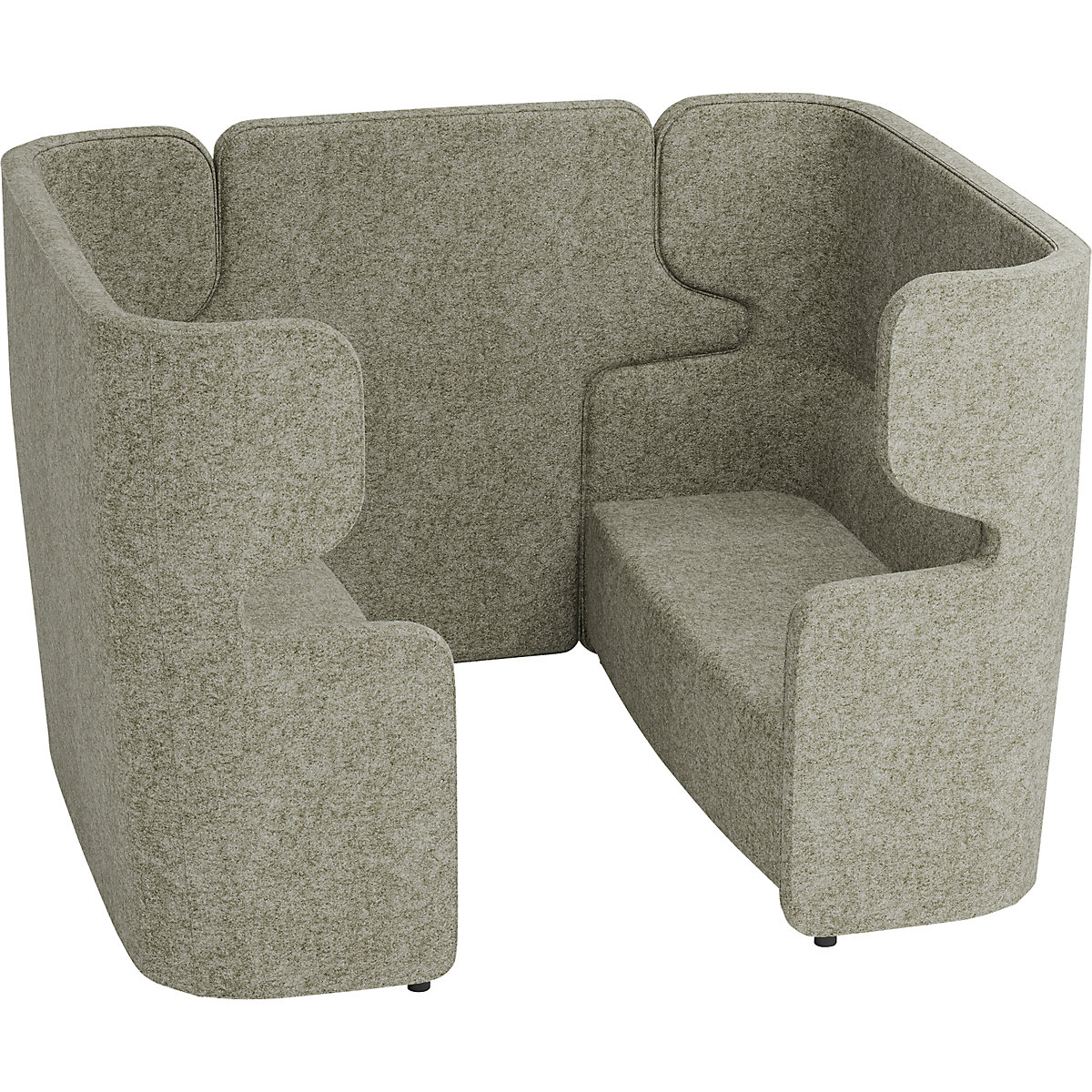 VIVO acoustic sofa – BISLEY, 2 two-seaters with high back rest, centre divider, light grey