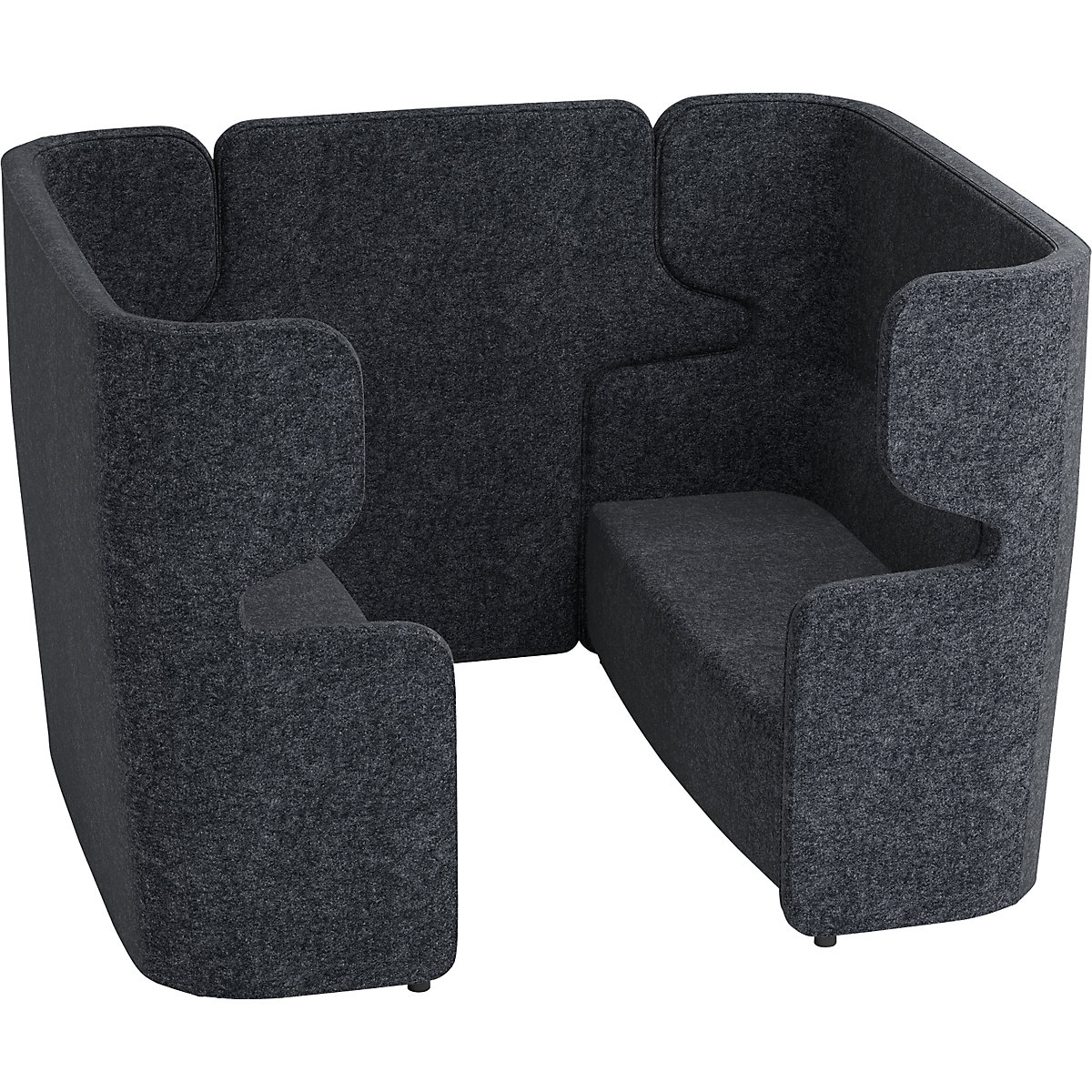 VIVO acoustic sofa – BISLEY, 2 two-seaters with high back rest, centre divider, dark grey
