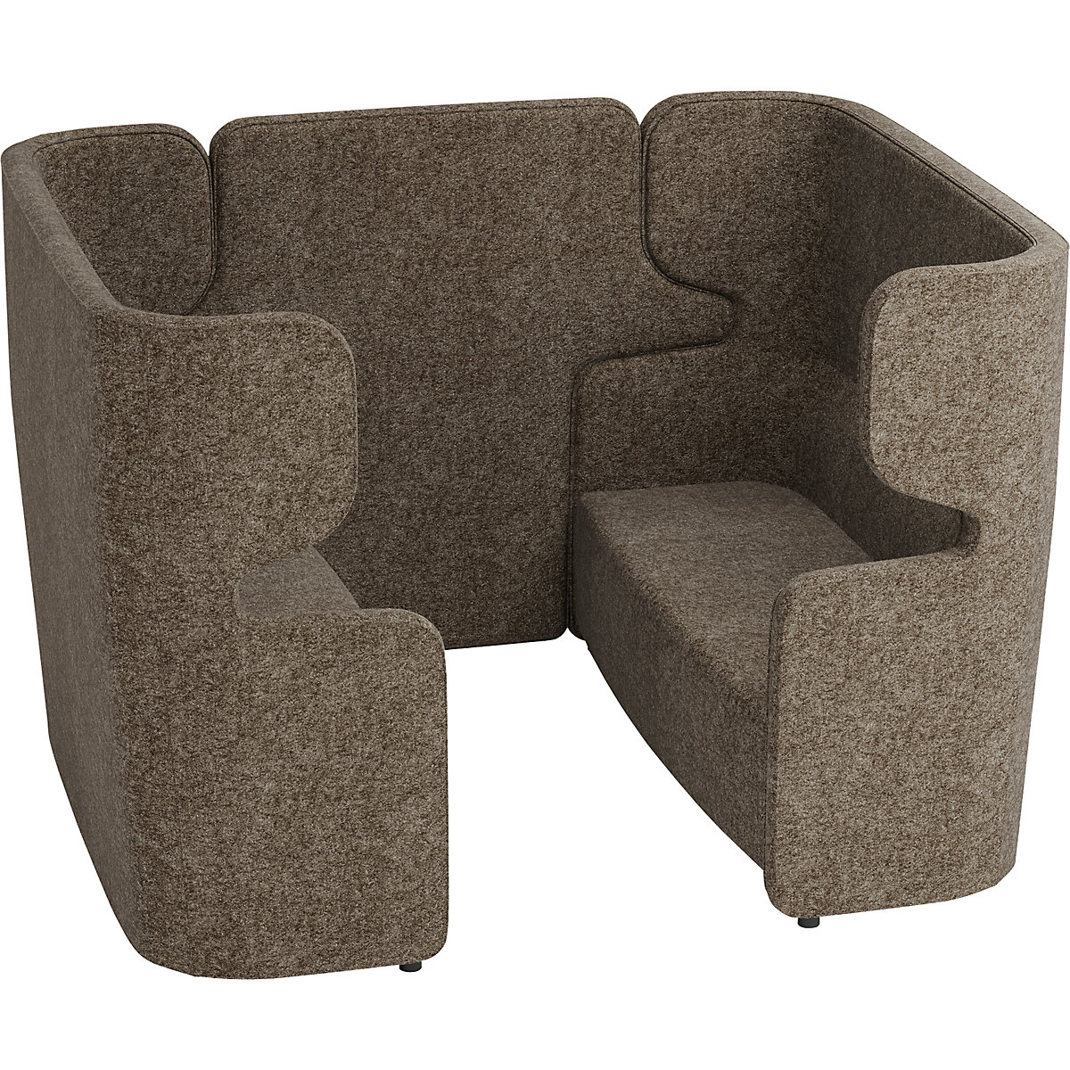 VIVO acoustic sofa – BISLEY, 2 two-seaters with high back rest, centre divider, grey brown
