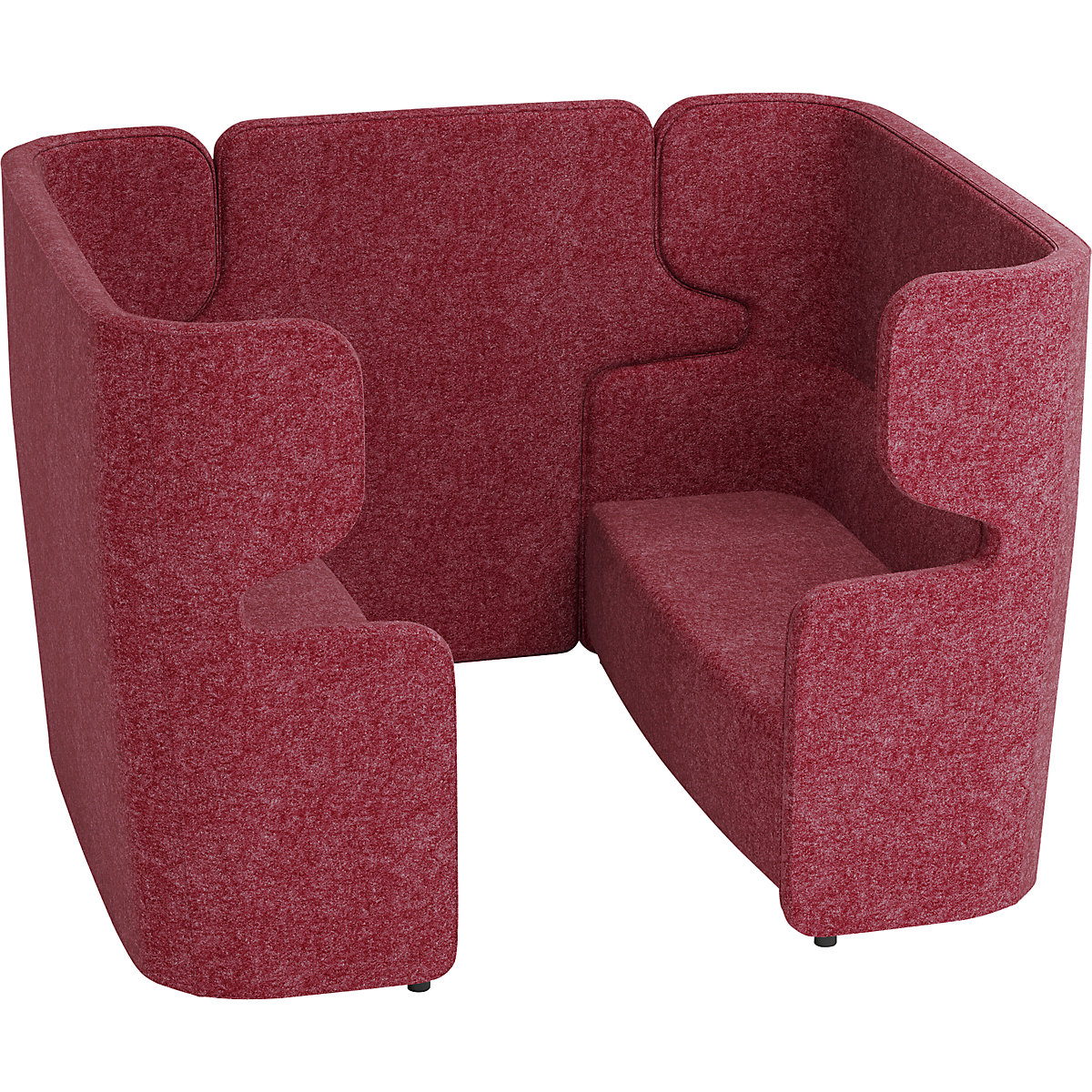 VIVO acoustic sofa – BISLEY, 2 two-seaters with high back rest, centre divider, red