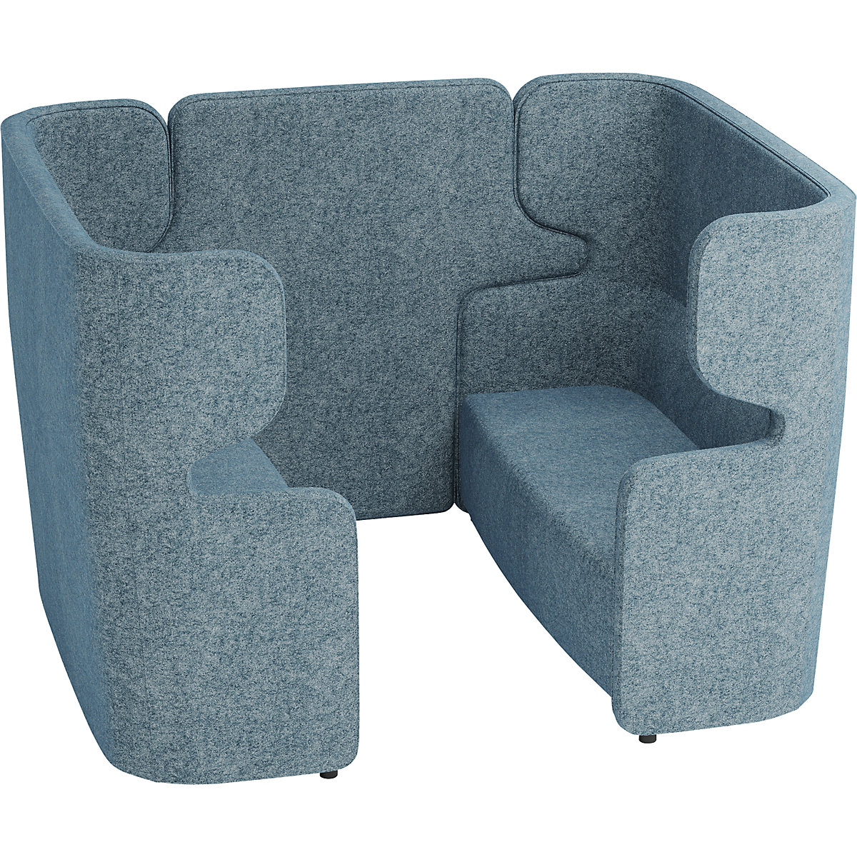 VIVO acoustic sofa – BISLEY, 2 two-seaters with high back rest, centre divider, light blue