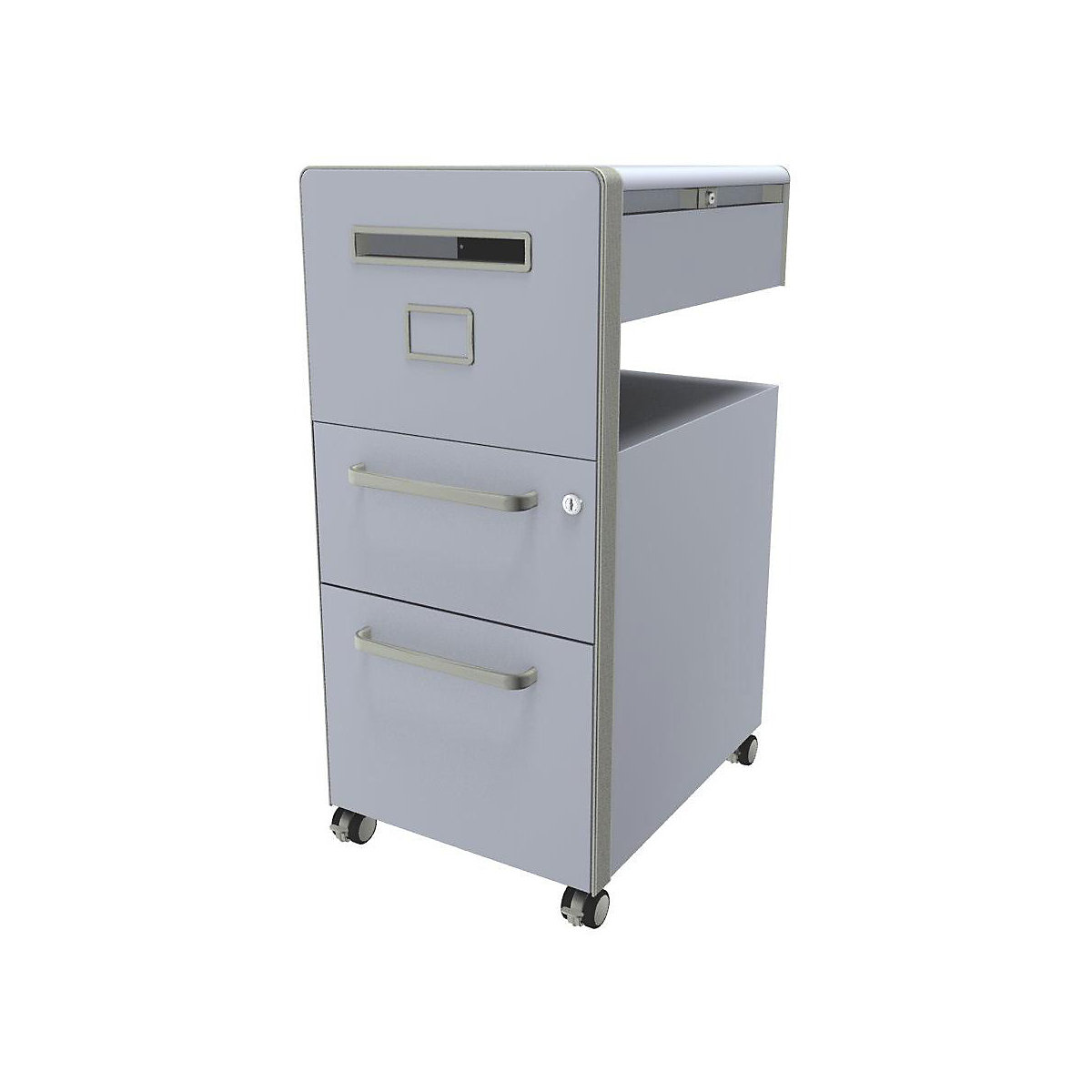 Bite™ pedestal furniture, with 1 pin board, opens on the left side – BISLEY, with 1 universal drawer, 1 suspension file drawer, alaska-9