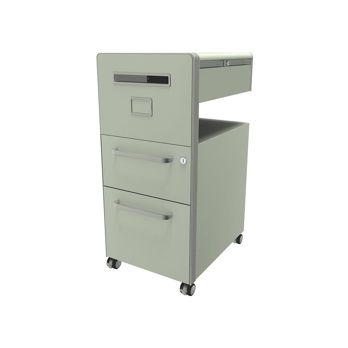 Bite™ pedestal furniture, with 1 pin board, opens on the left side – BISLEY, with 1 universal drawer, 1 suspension file drawer, portland-16