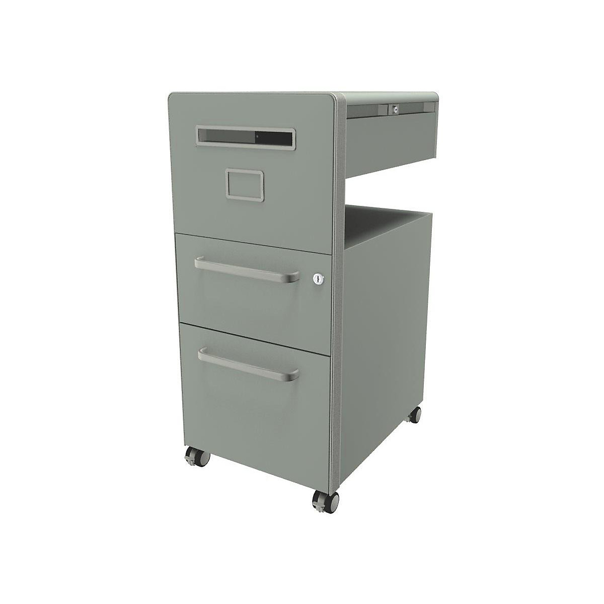 Bite™ pedestal furniture, with 1 pin board, opens on the left side – BISLEY, with 1 universal drawer, 1 suspension file drawer, york-28