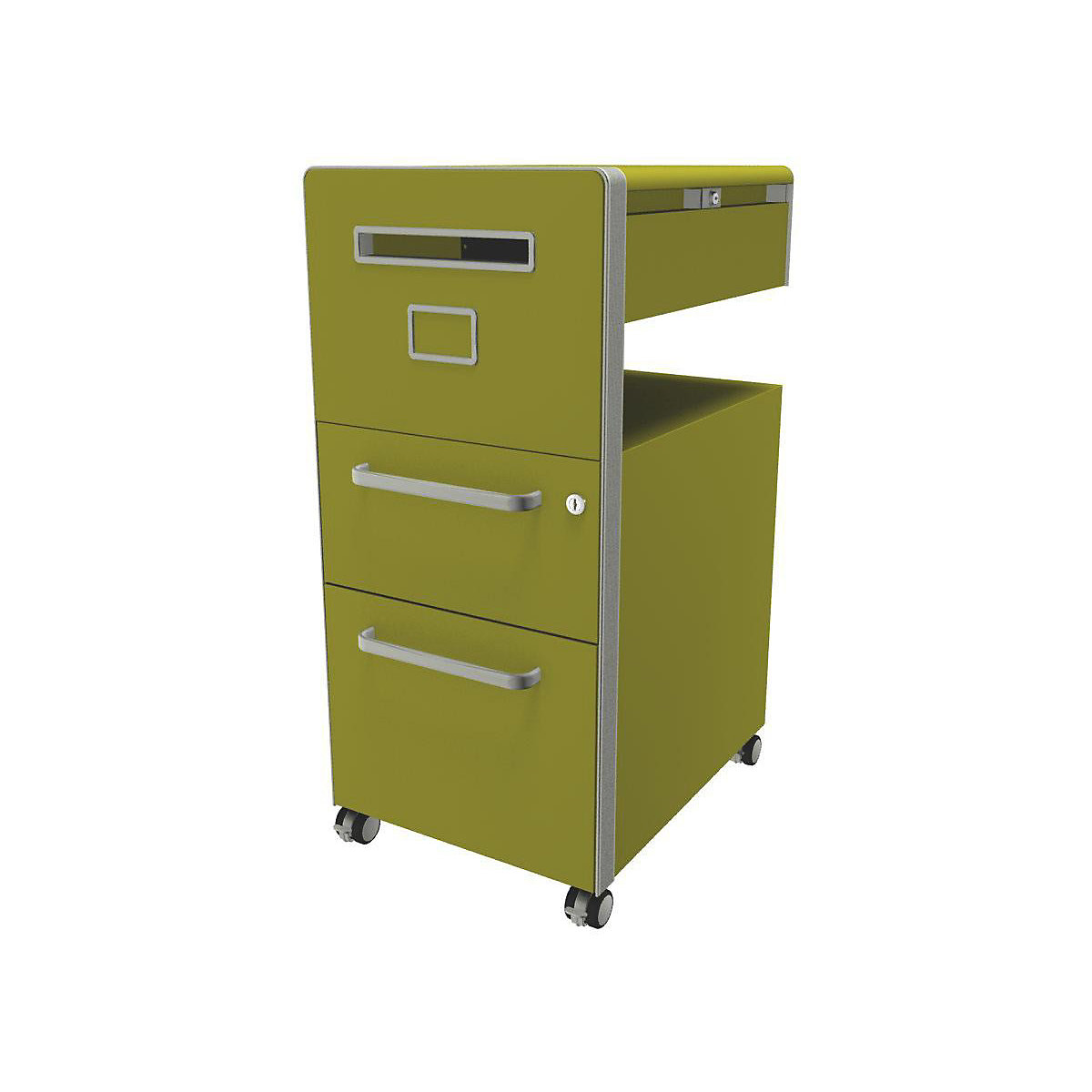 Bite™ pedestal furniture, with 1 pin board, opens on the left side – BISLEY, with 1 universal drawer, 1 suspension file drawer, tickleweed-27