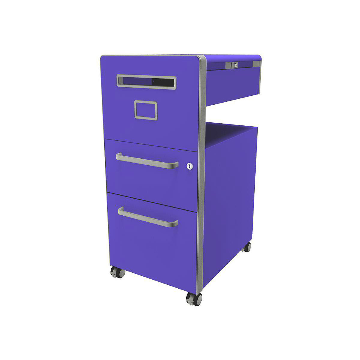 Bite™ pedestal furniture, with 1 pin board, opens on the left side – BISLEY, with 1 universal drawer, 1 suspension file drawer, parma-11