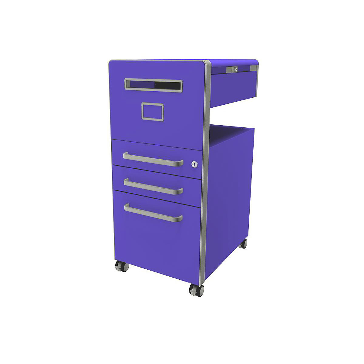 Bite™ pedestal furniture, with 1 whiteboard, opens on the left side – BISLEY, with 2 universal drawers, 1 suspension file drawer, parma-33