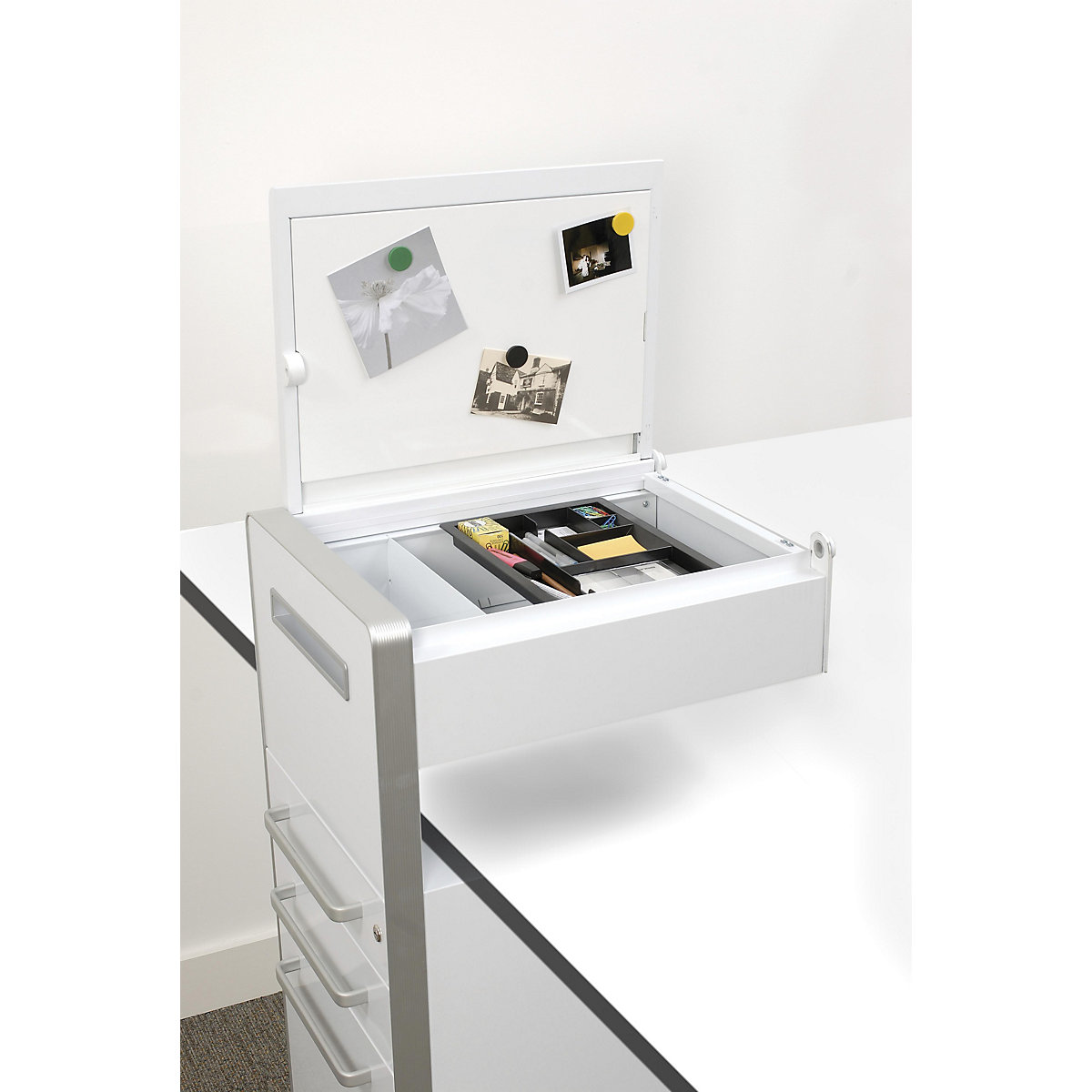 Bite™ pedestal furniture, with 1 whiteboard, opens on the left side – BISLEY (Product illustration 6)-5